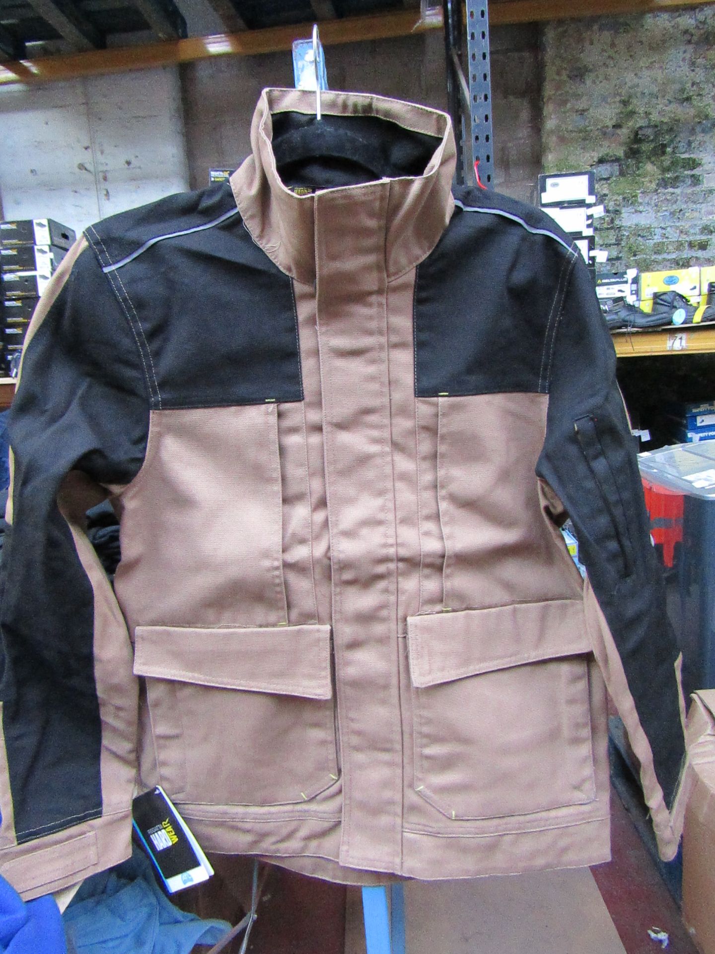 Men's Regatta Workline Jacket in Mid Brown and Black. Size S. new in packaging