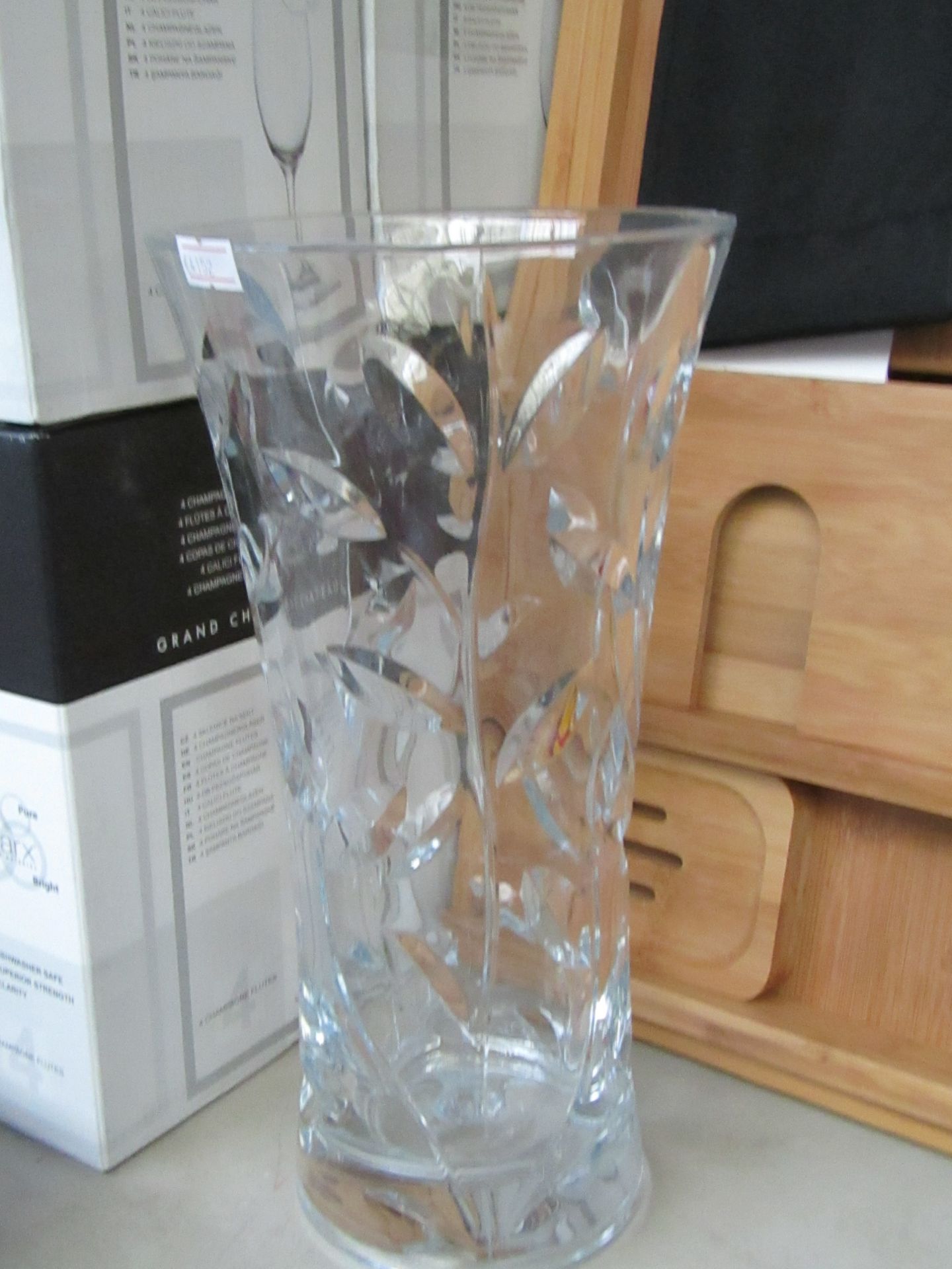 RCR Laurus Cut glass Vase, small chip on rim