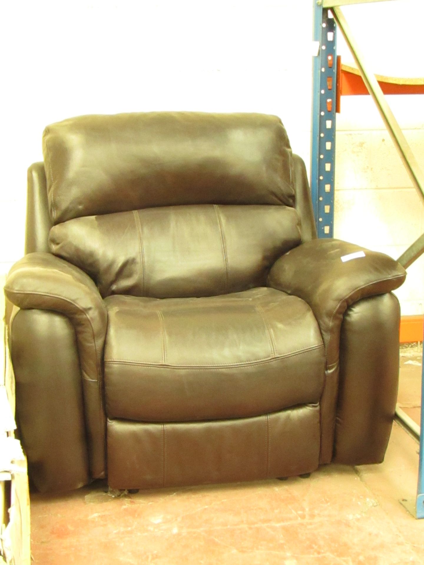 Polaski Brown leather Manual reclining Armchair, no major damage and mechanism fully works