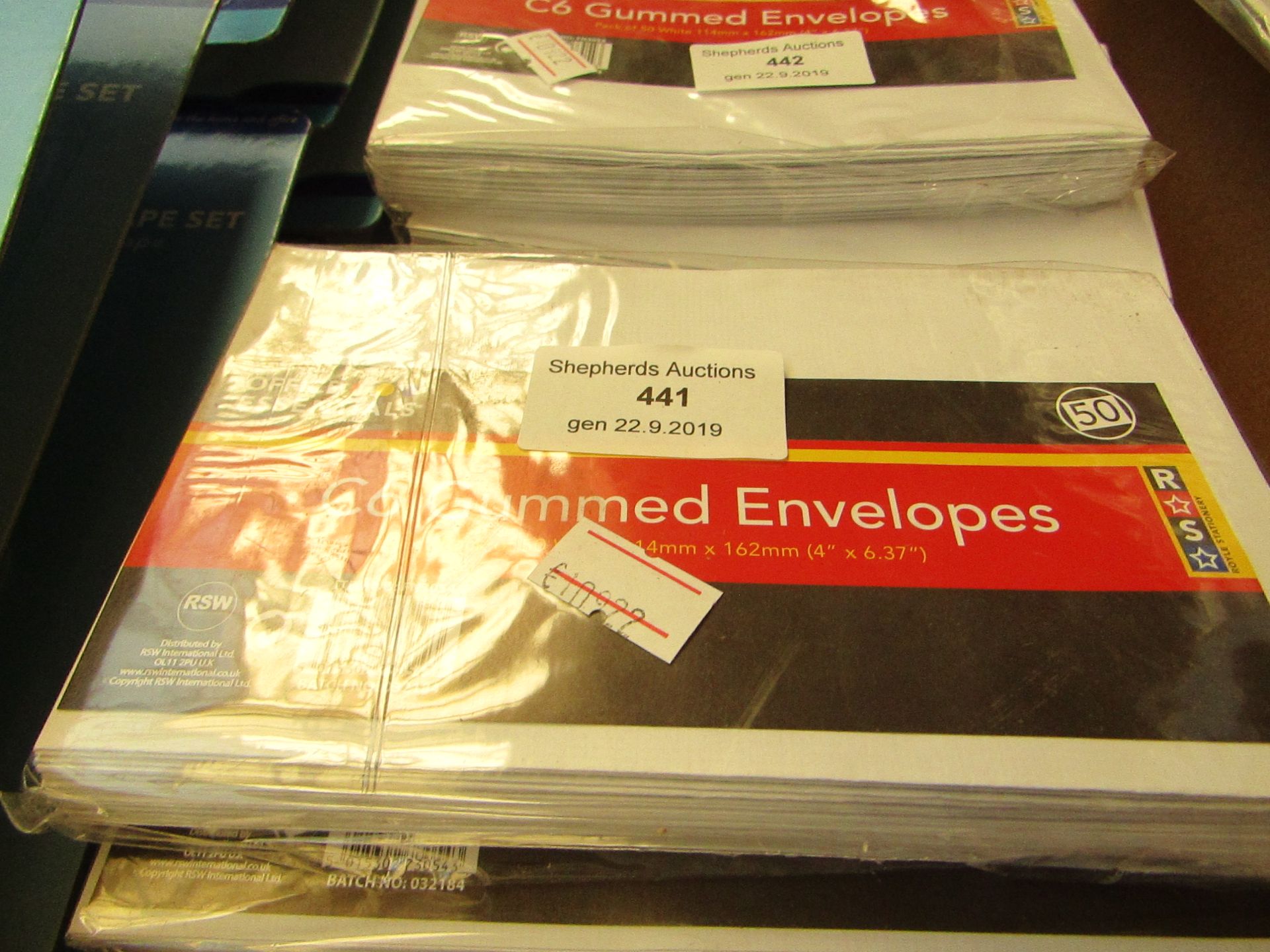8 x C6 Gummed Envelopes.Packs of 50.114mm x 162mm.New & Packaged