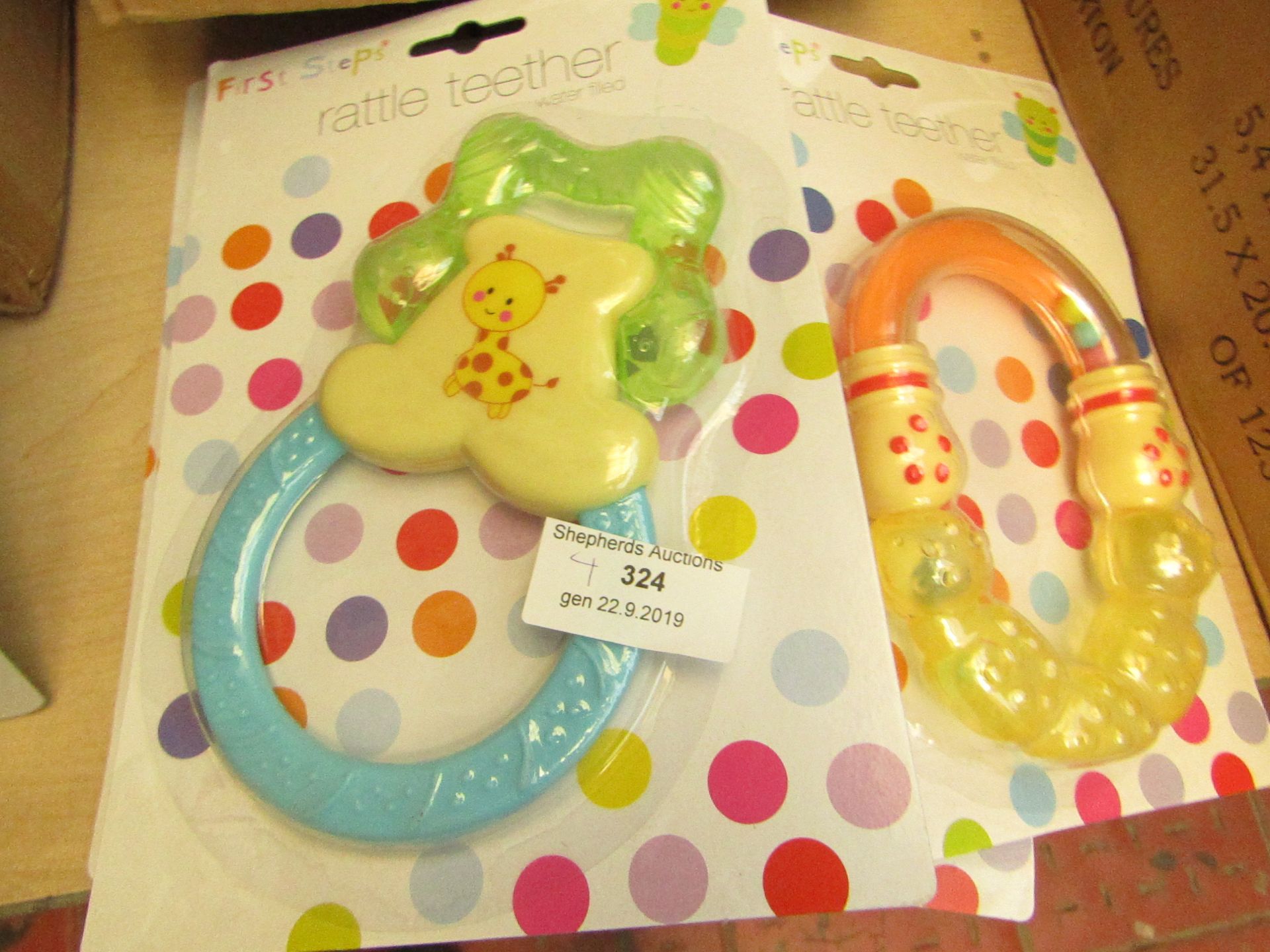 4 x First Steps Rattle Teethers Water Filled new & packaged