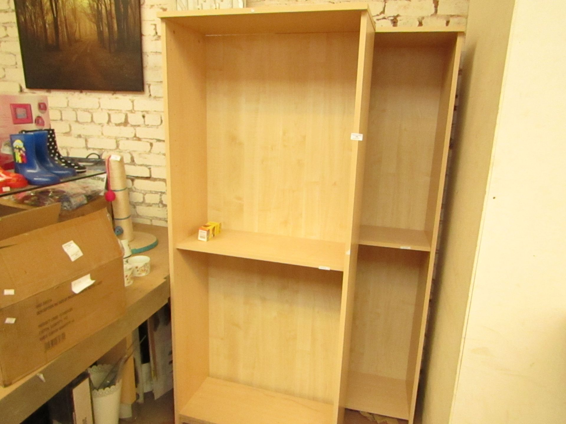 2 X Tall Bookcase Maple Finish with both have 2  shelves.H180 X W 74 X 30 CM