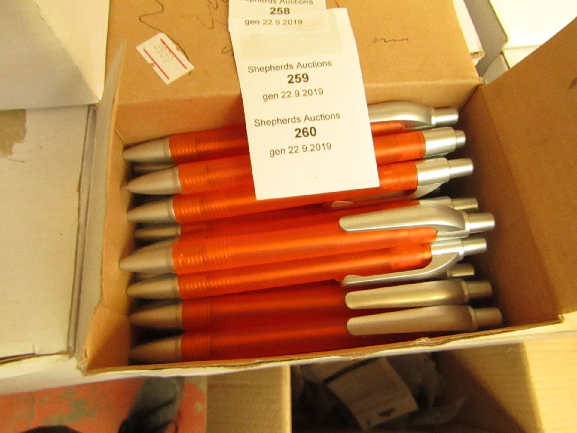 1 x  Boxes of Approx 50 Orange pens with Black Ink. (Randomly tried and found to be tested working)