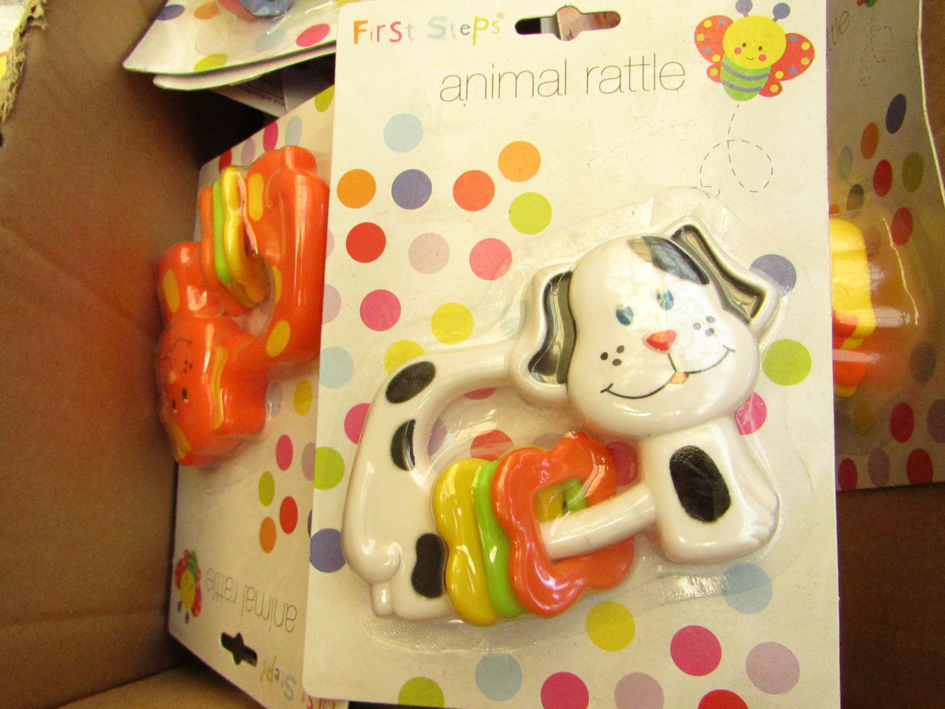 10 x First Steps Fun/Animal Rattles 6mths various designs RRP £3.99 each on ebay new & packaged