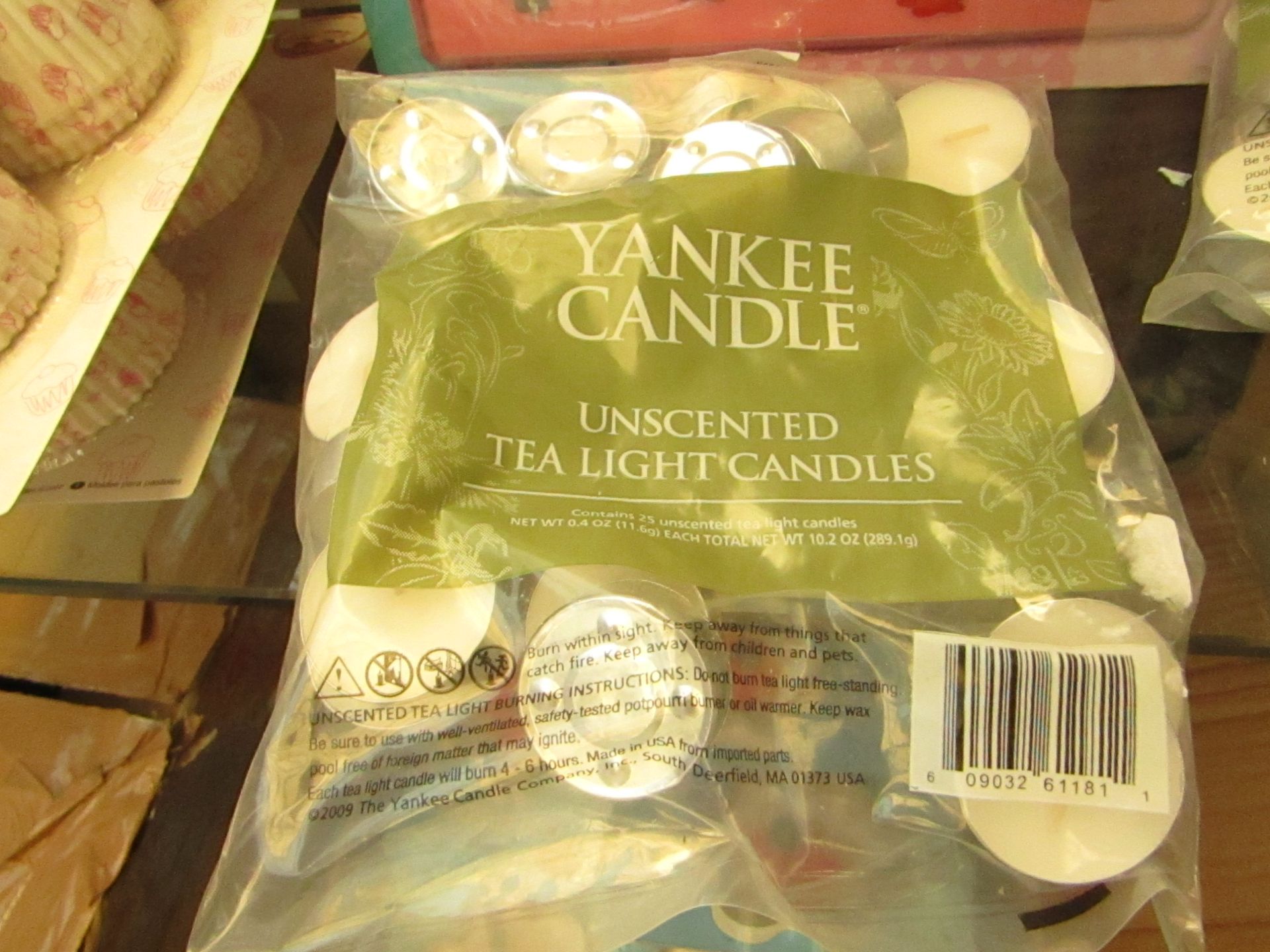 5 Packs of 25 Unscented Yankee Tea Light Candles.New & Packaged