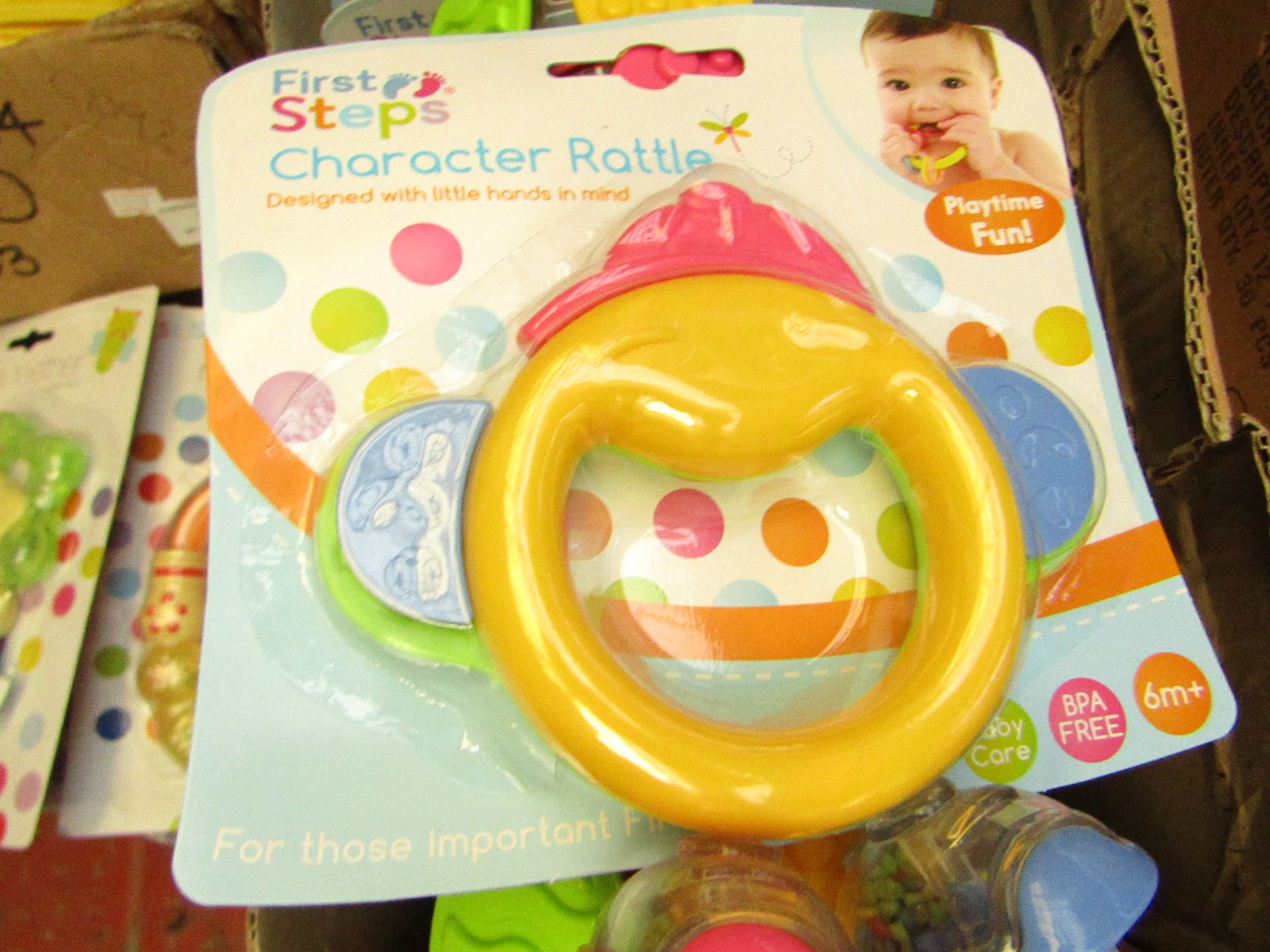 5 x First Steps character Rattles 6mths Bright Colours & Encourages Grasping RRP £11.99 each on ebay