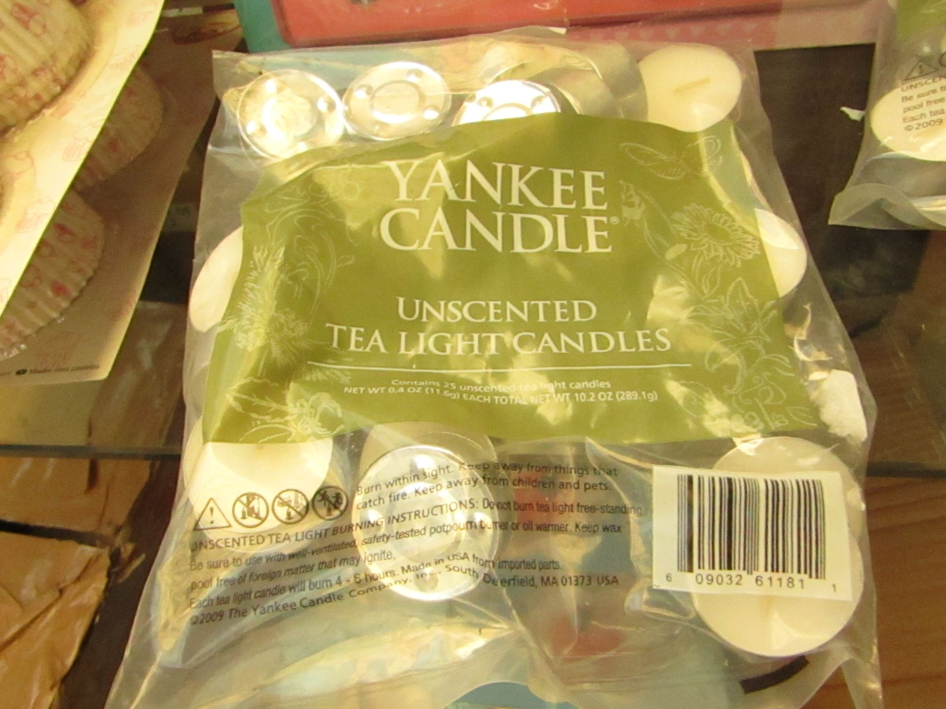 5 Packs of 25 Unscented Yankee Tea Light Candles.New & Packaged