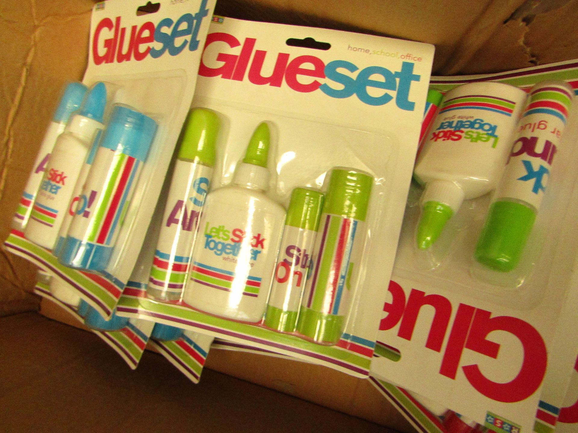 10 x Glue Sets.Incl Clear,White & 2 x Prit stick style Glues.New & Packaged