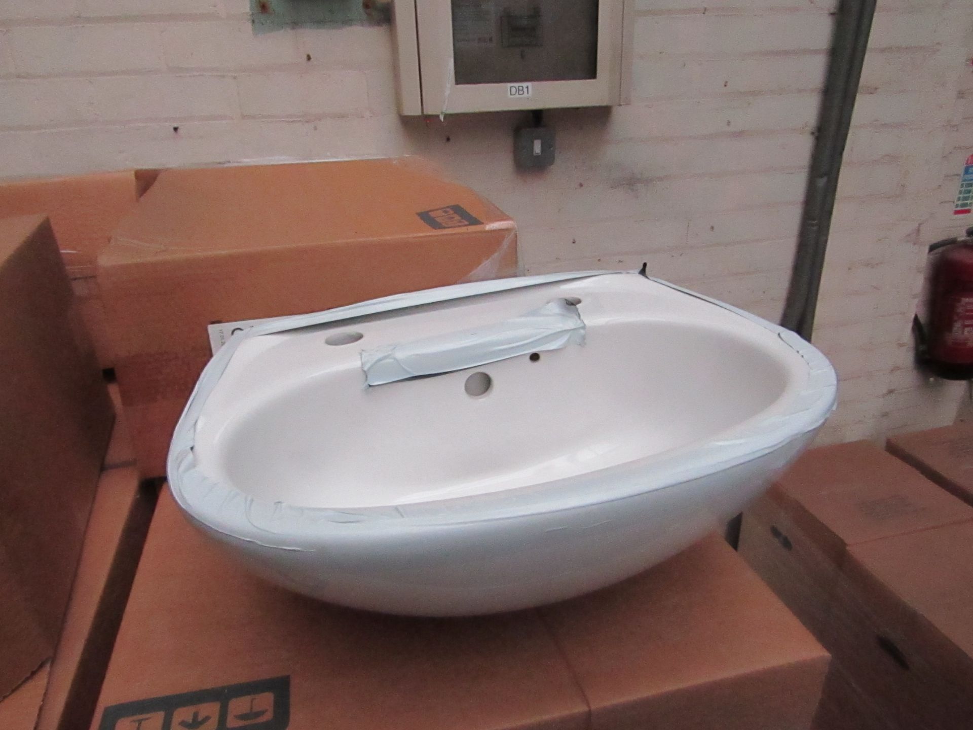 Vitra Remini 2 tap hole 450mm cloakroom sink, new and boxed, RRP £40