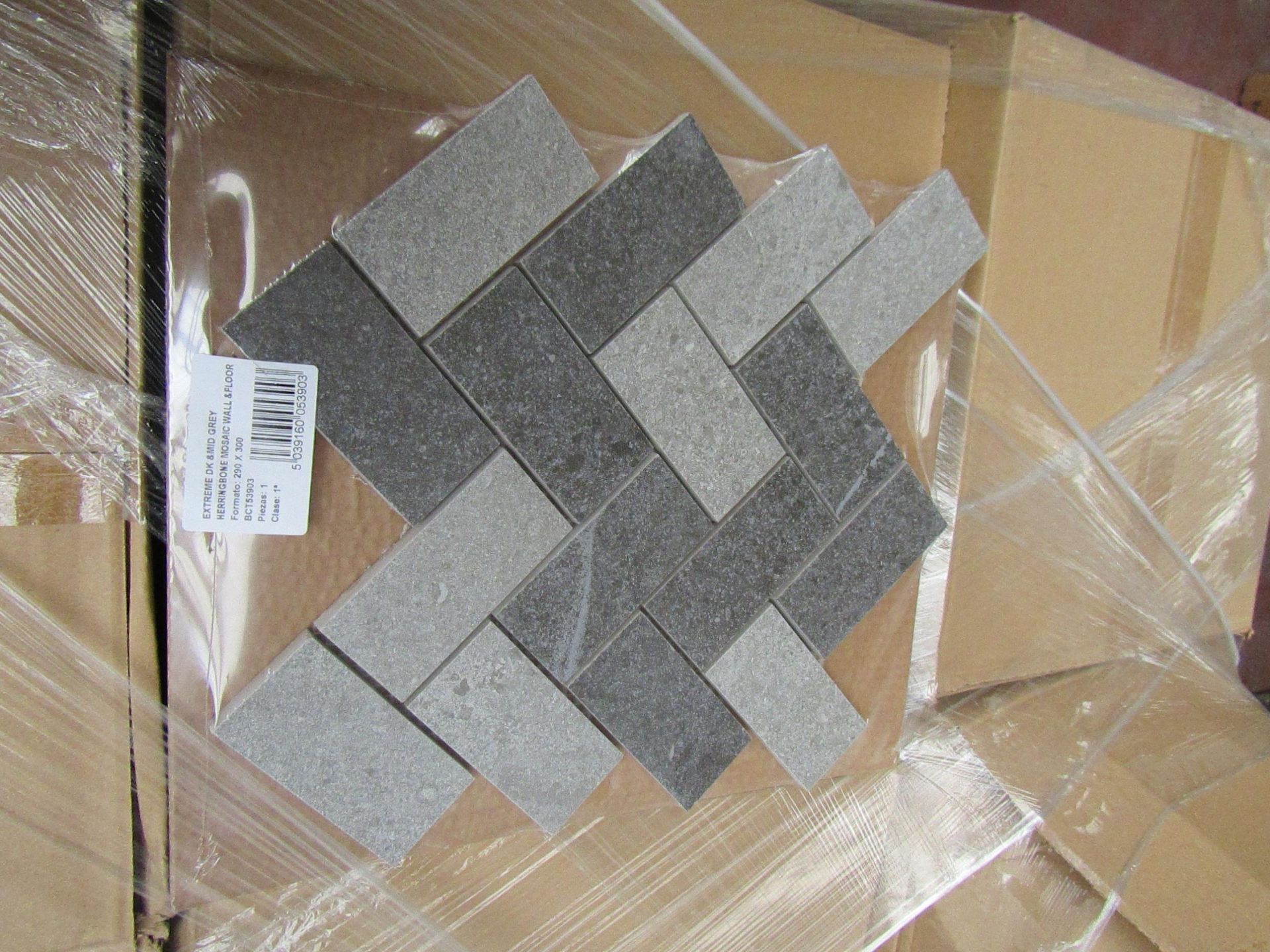 7x Boxes of 7, 300x290mm Artemis Herringbone Mosaic Tiles, new, RRP £16 a Tile giving a total lot