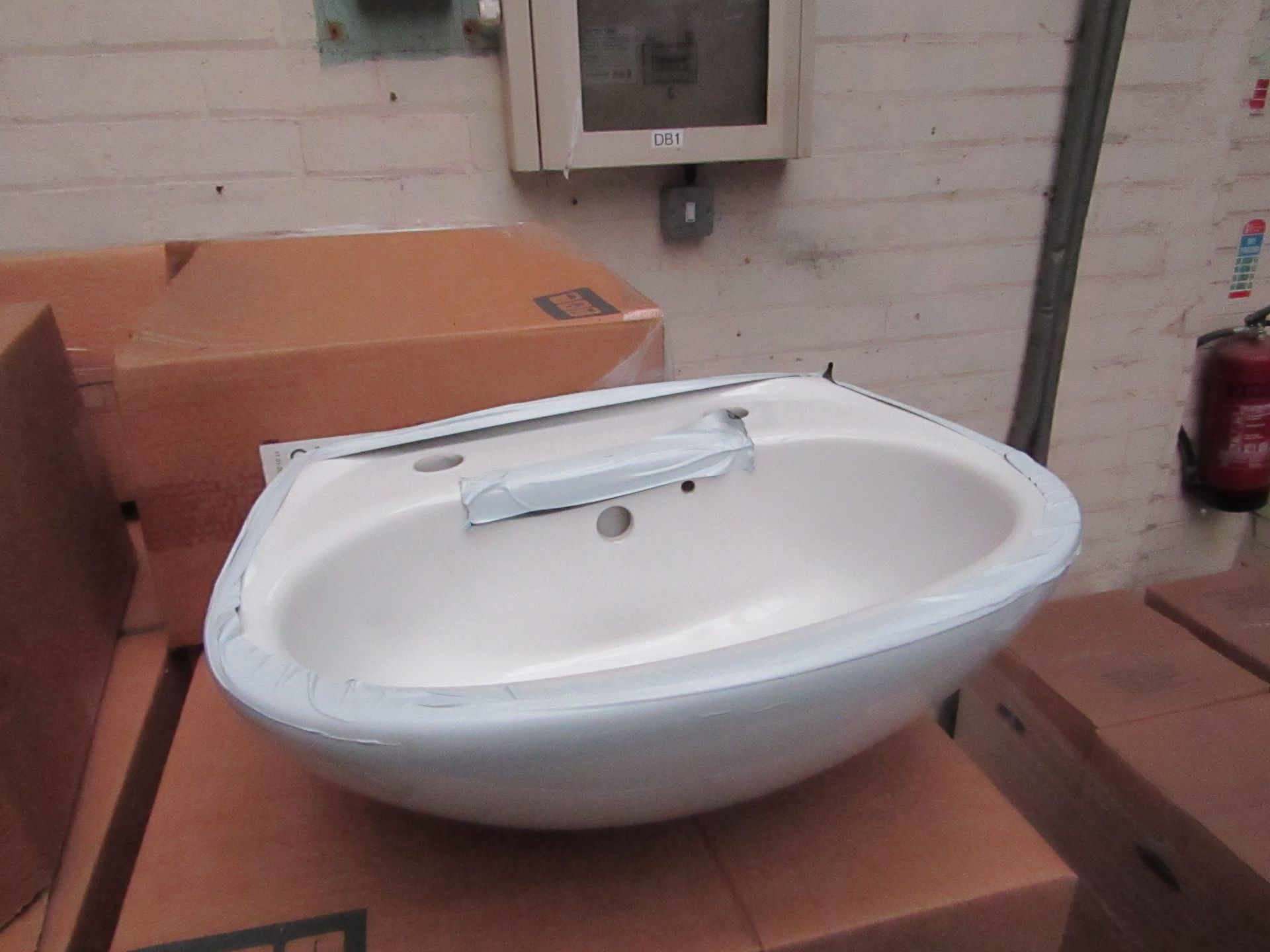 Vitra Remini 2 tap hole 450mm cloakroom sink, new and boxed, RRP £40