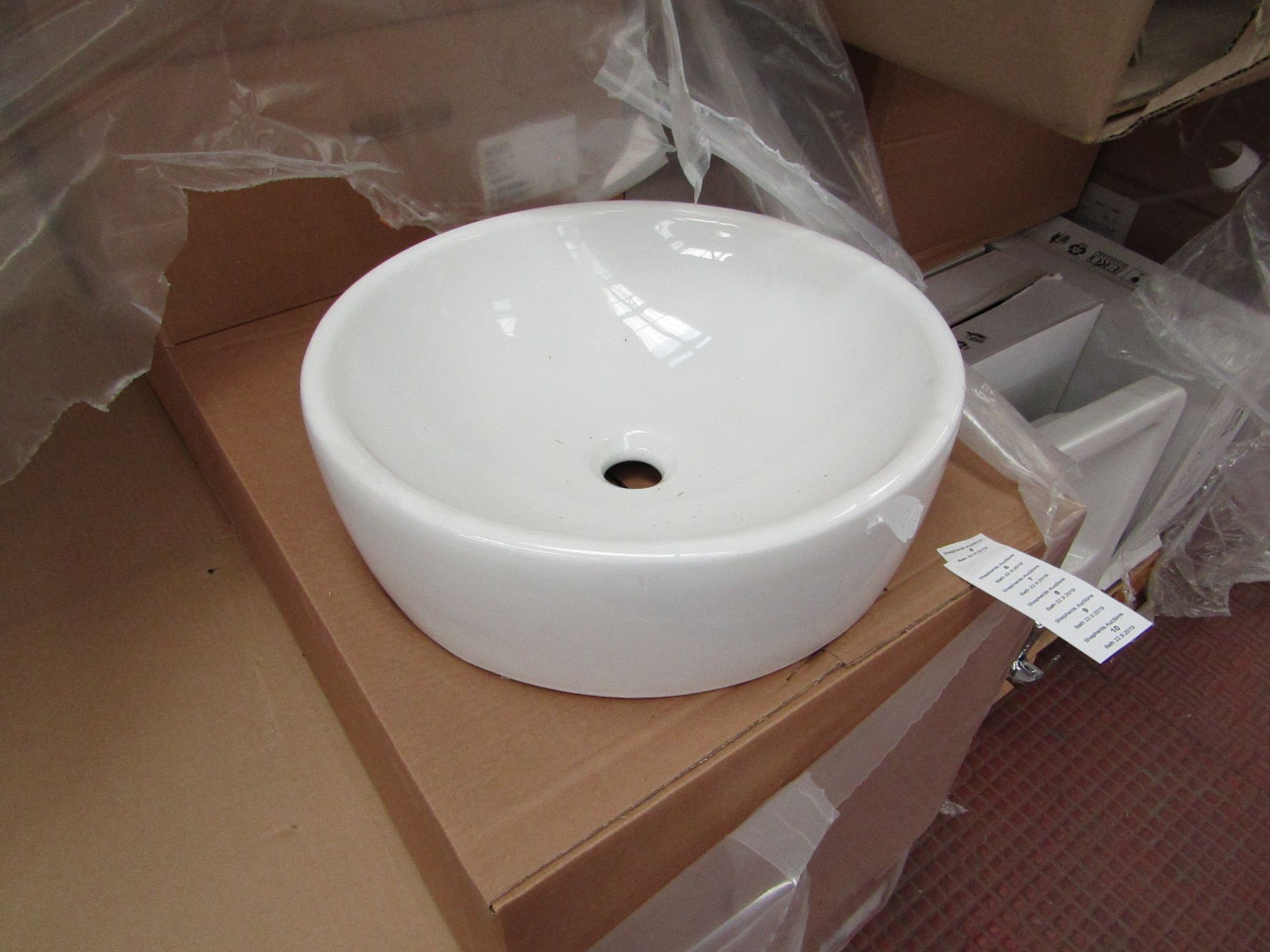 Nabis 45cm circular counter top sink, new and boxed