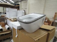 Verve wall hung toilet with matching seat, new and boxed