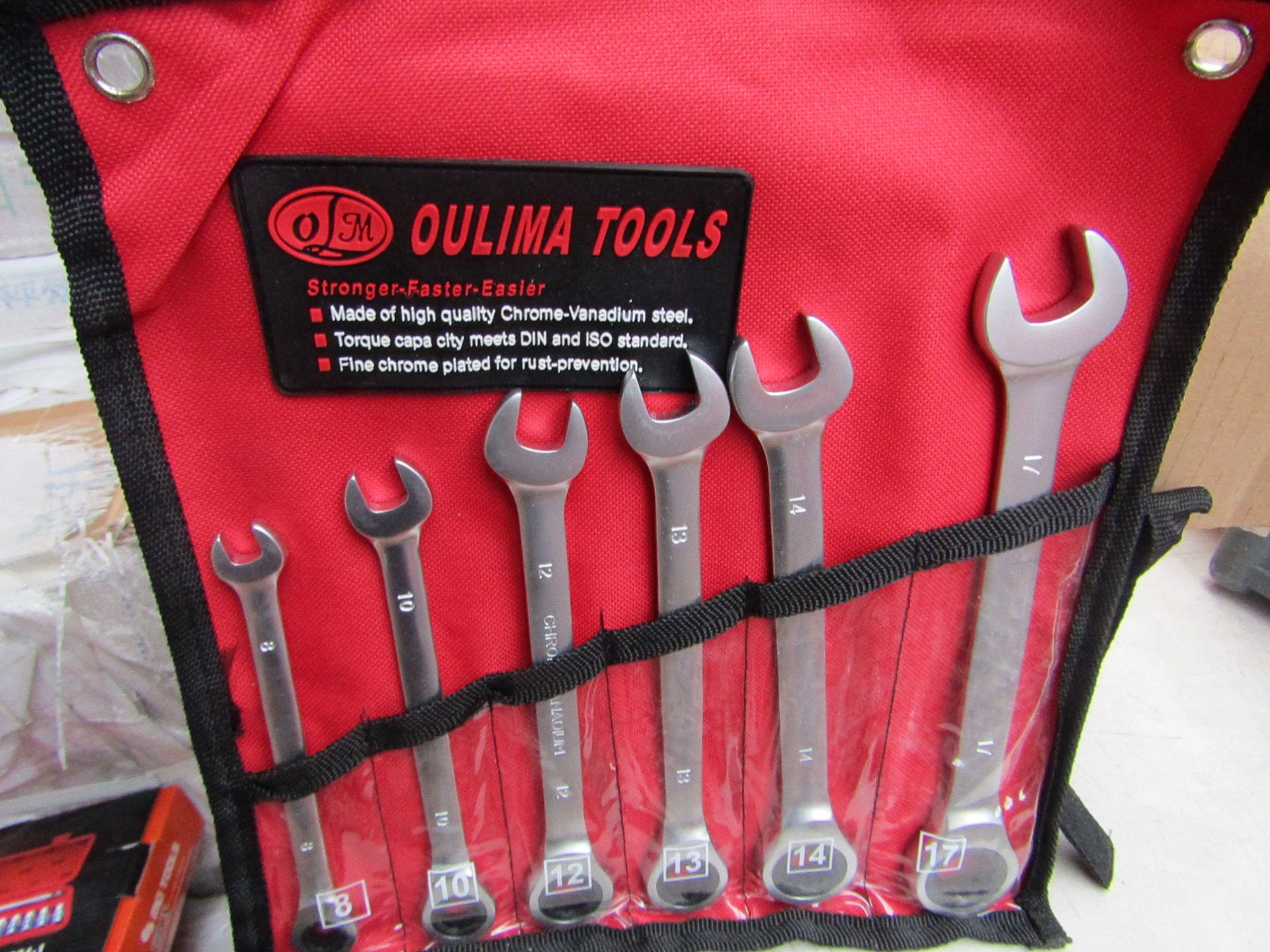 oulium tools set of 6 Geared combination spanners in carry roll, new