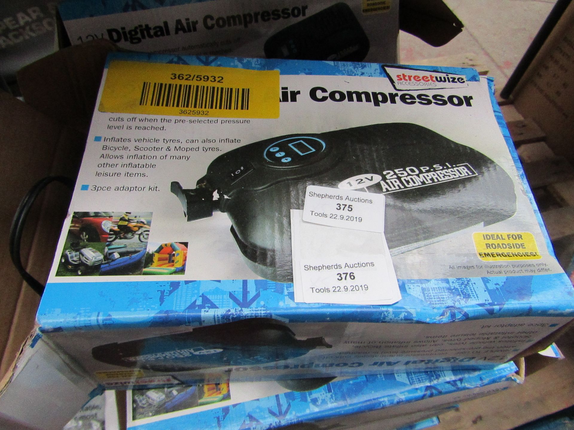 5x Streetwise Digital 12v Air compressors, all unchecked