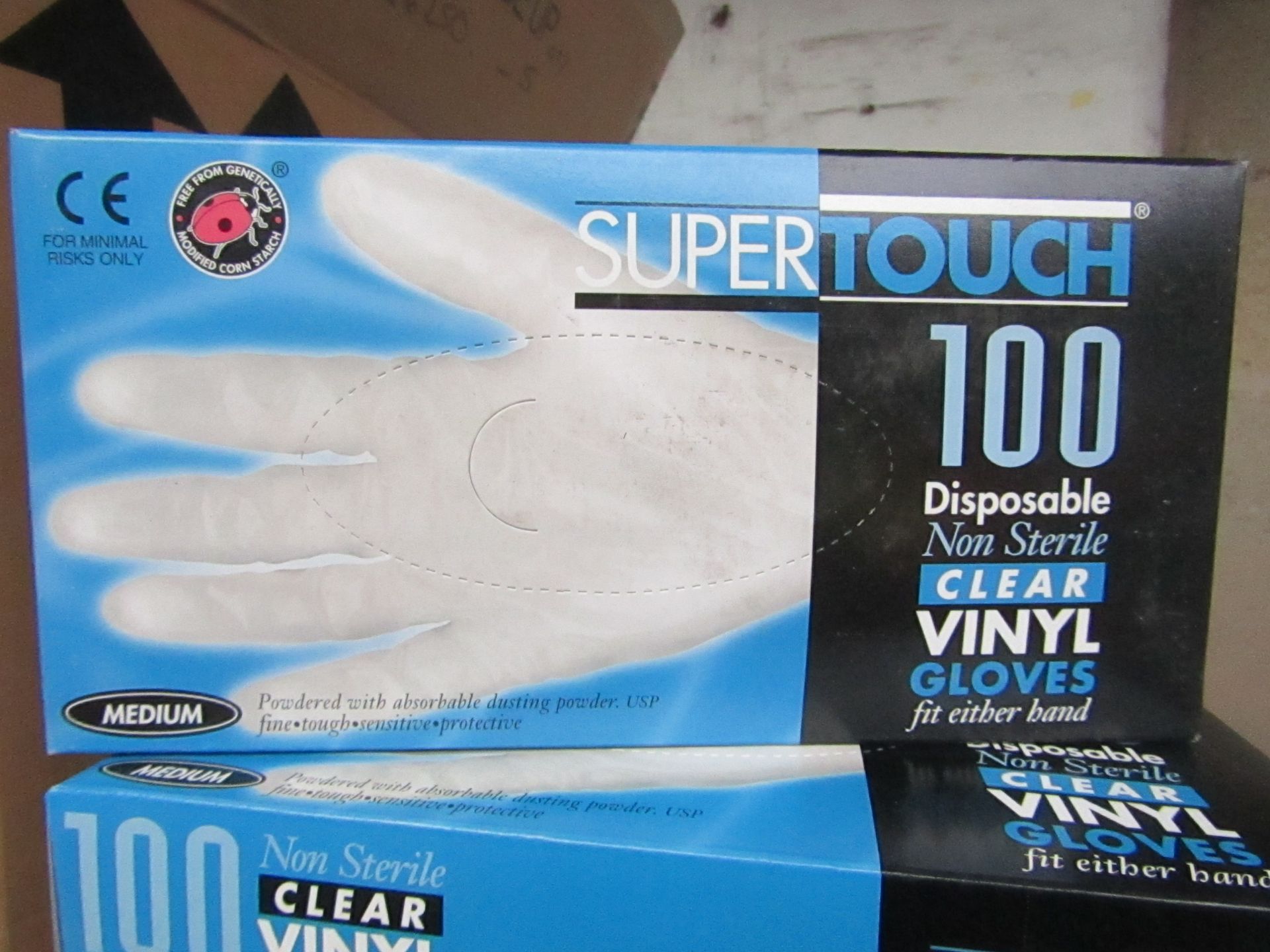 1 box of 10 x 100 Blue Vinyl Powder Free Gloves. Size (M). New in Packaging