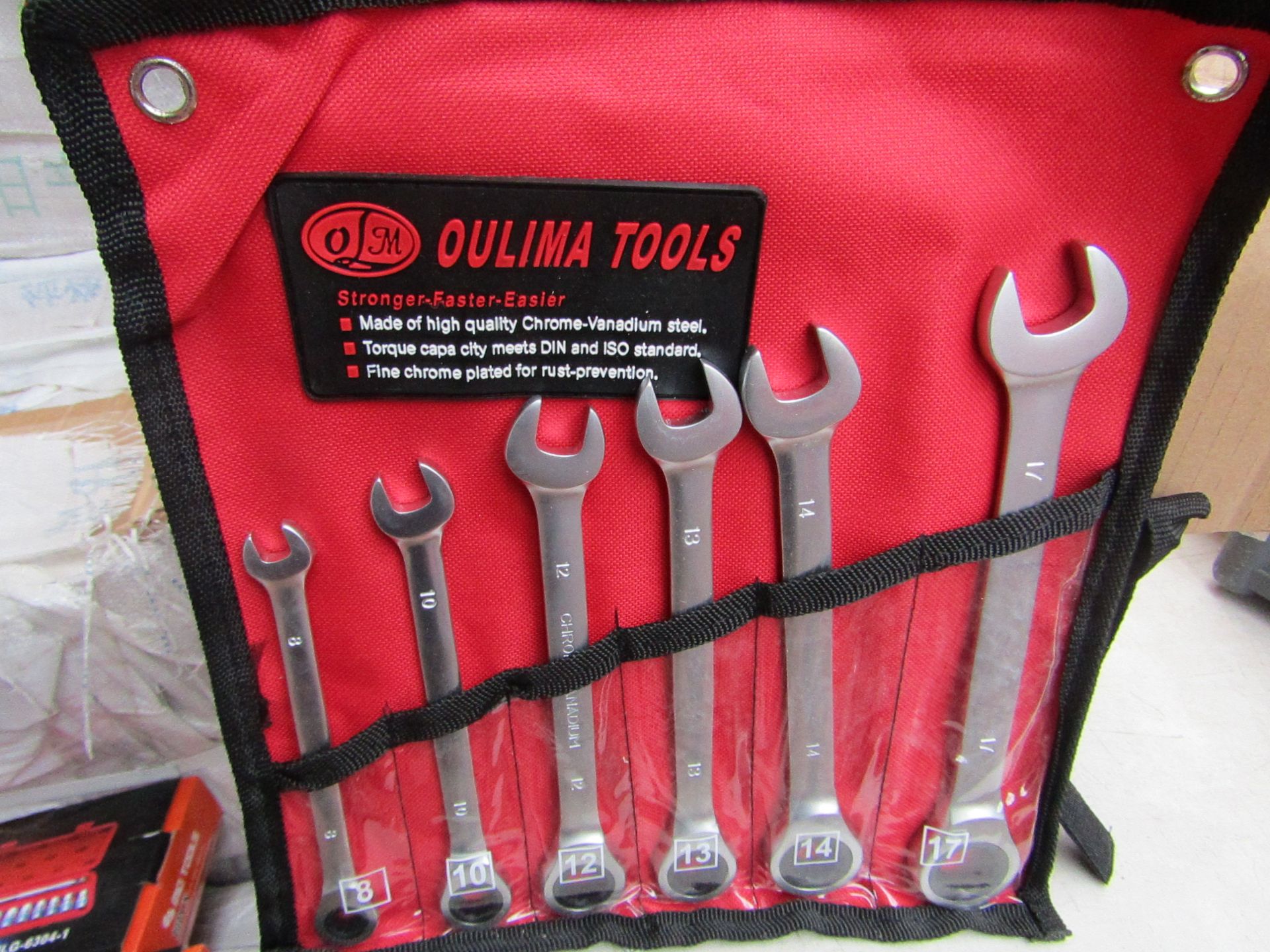 oulium tools set of 6 Geared combination spanners in carry roll, new