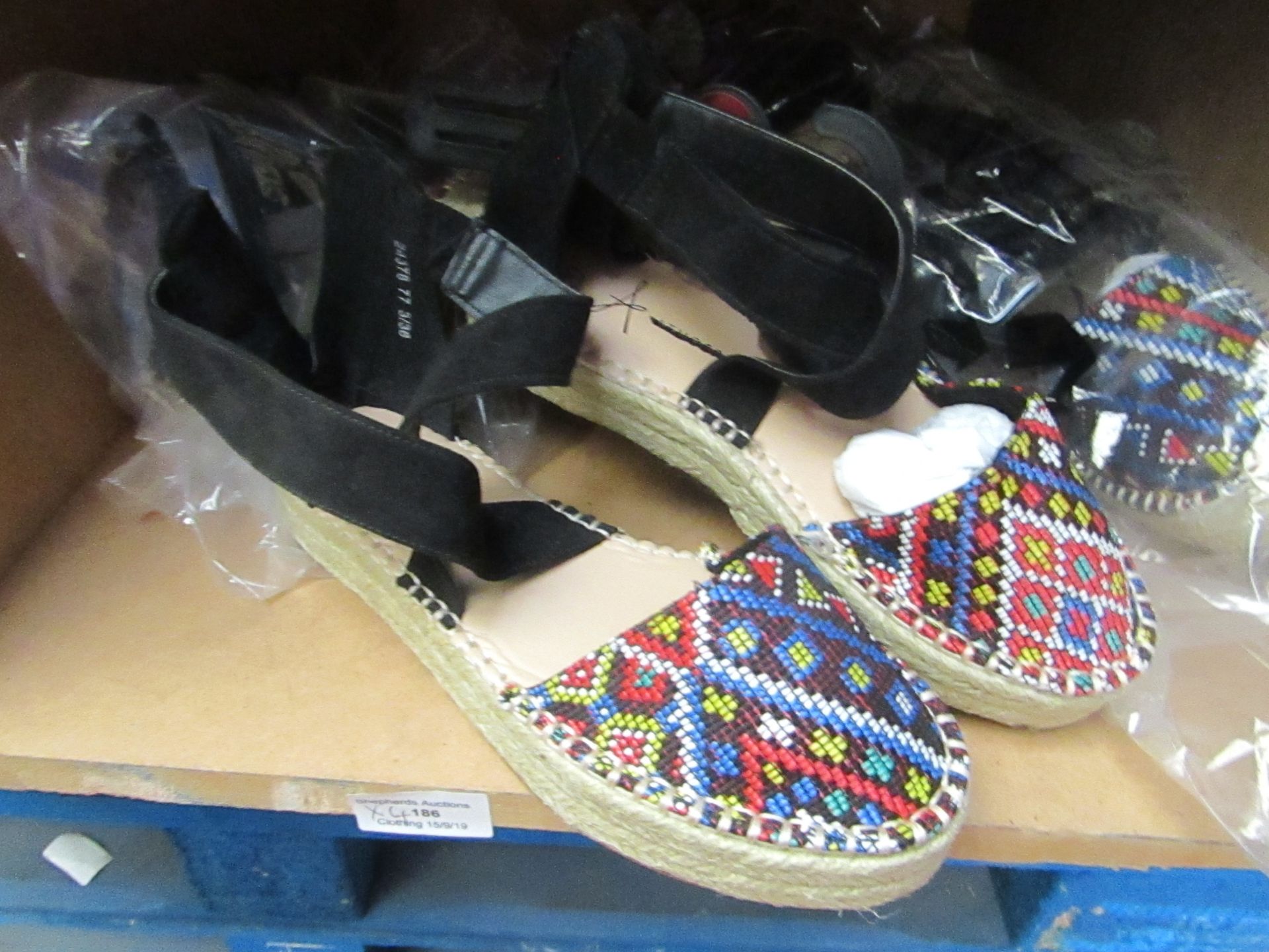 4 x Pairs of Ladies Espadrilles Size 8 Shoes.See Pic for Design.New & Packaged