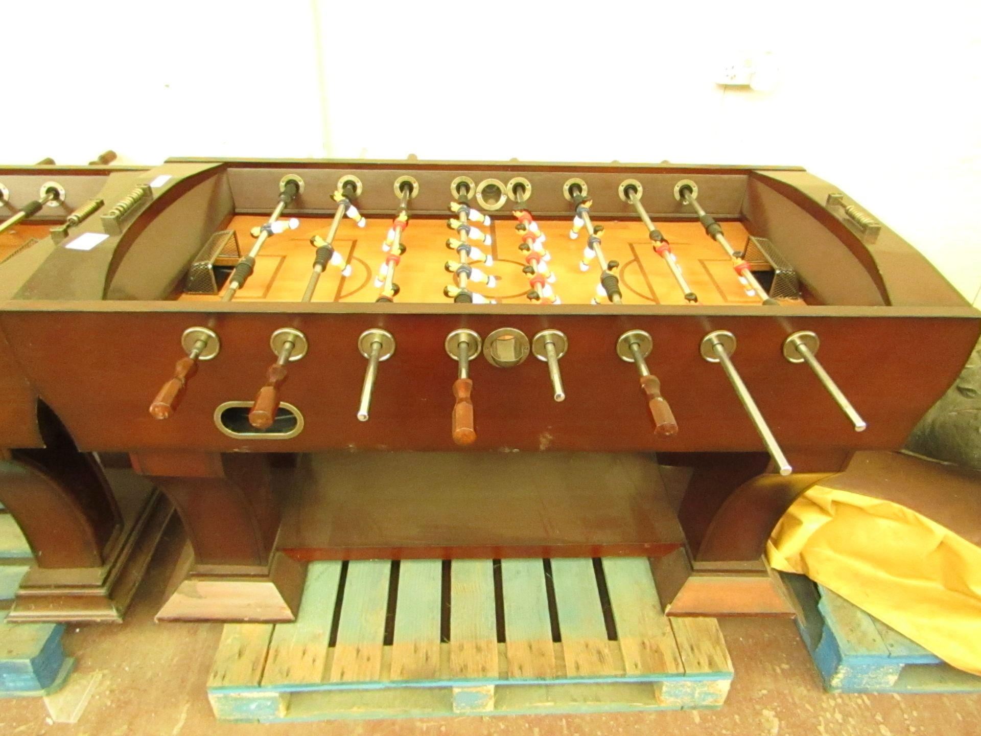 Commercial Quality wooden Foosball table, few marks but everything turns and the ball returns as