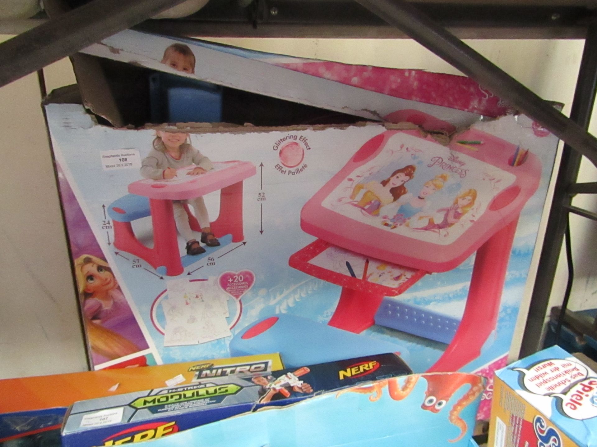 Disney Princess activity table, unchecked and boxed.