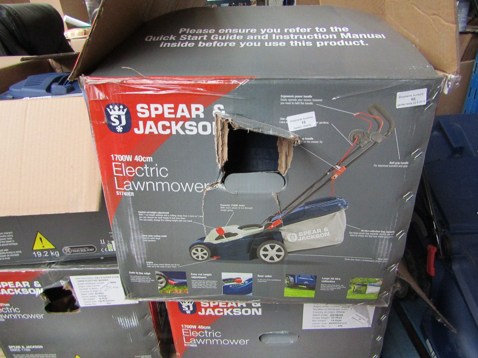 Spear and Jackson 1600w Electric Lawn Mower, Tested working and boxed, RRP œ130