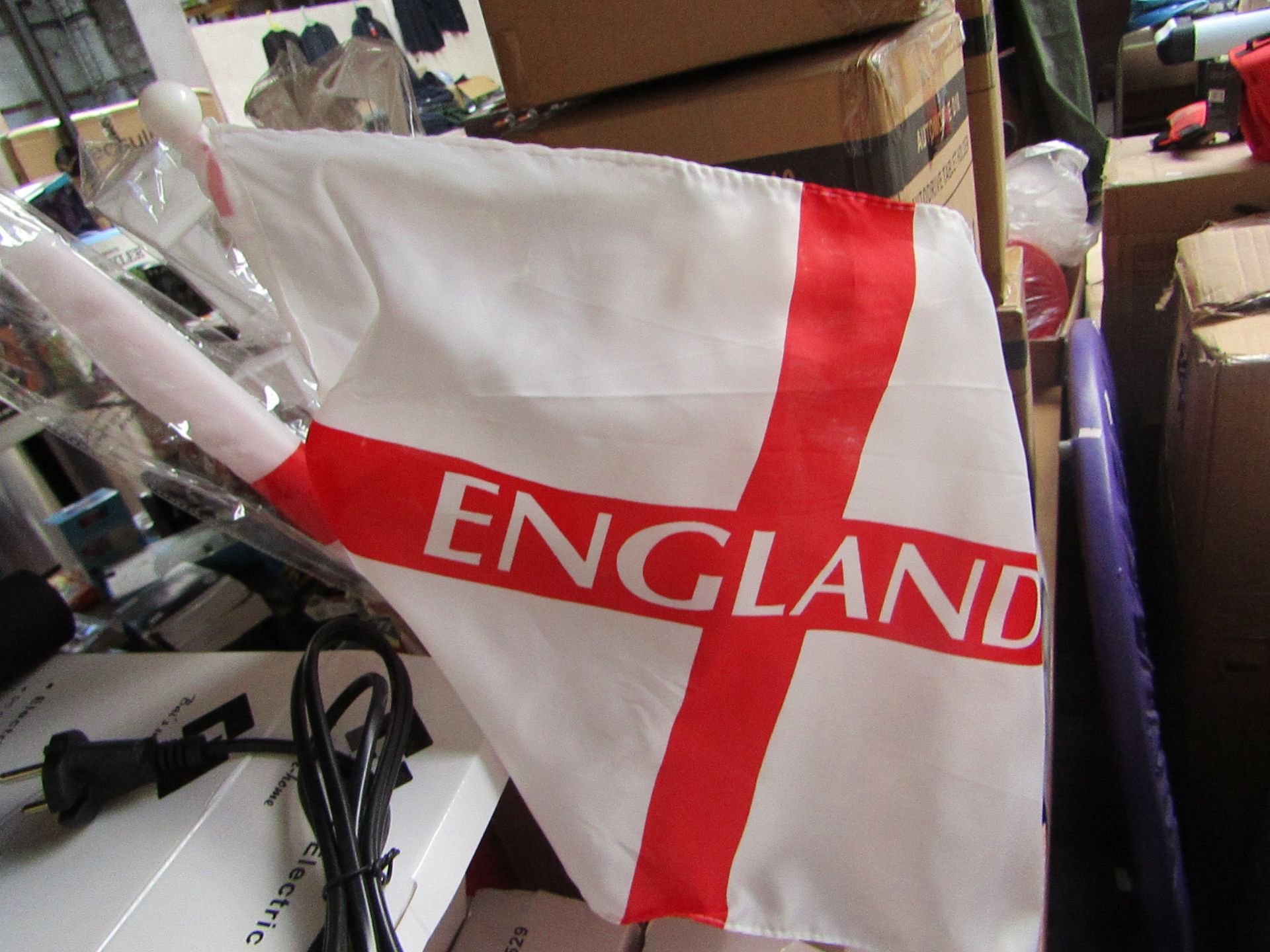 Box of Approx 30 England Car flags.New & Packaged