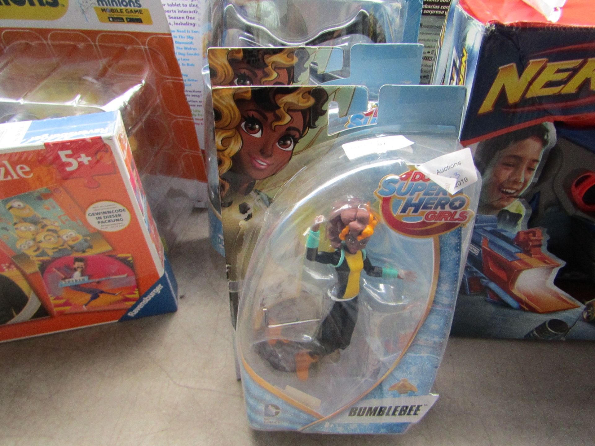 3 items being 2 x DC Superhero Girls "Bumblebee" Figures & 1 x Batgirl Hero Wear new & packaged