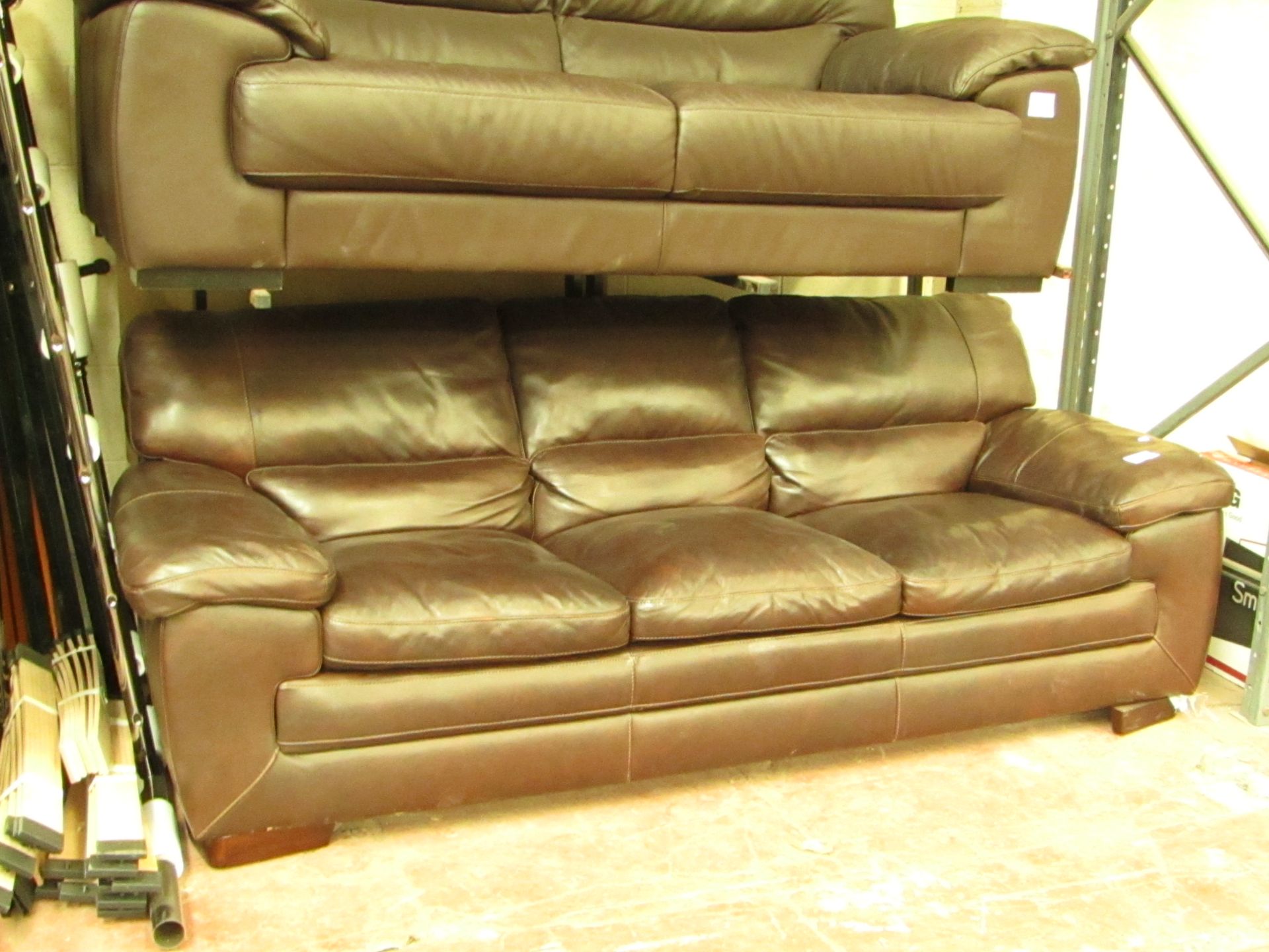 Costco 3 seater Brown leather sofa, no major damage