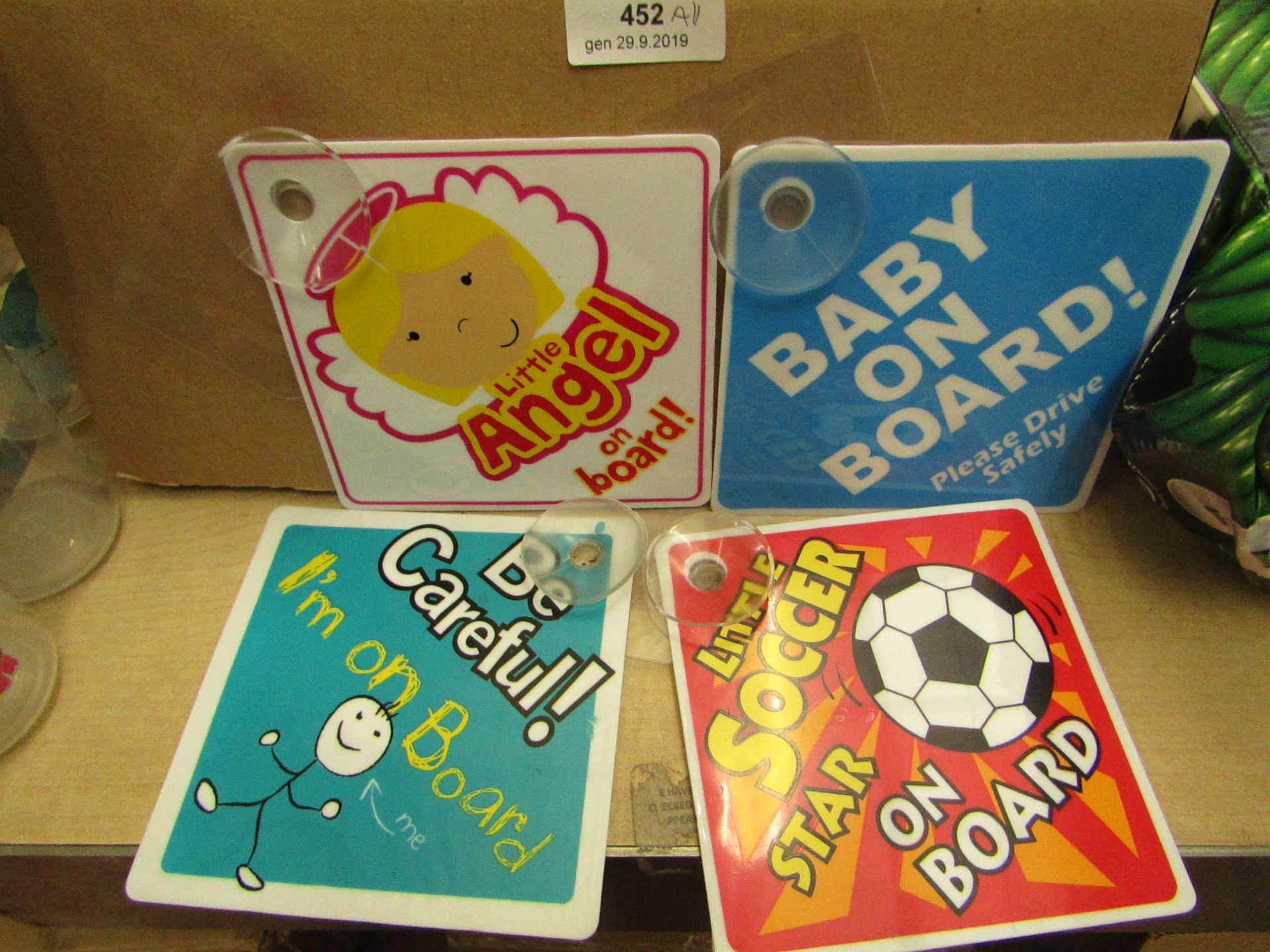Box of Approx 50 Car window signs.See Pic For designs