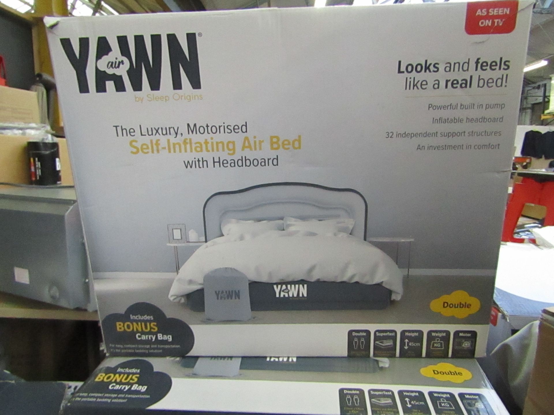 Yawn Double Air bed with built in Pump, boxed (box may be damaged), item is unchecked, RRP £69.99 at