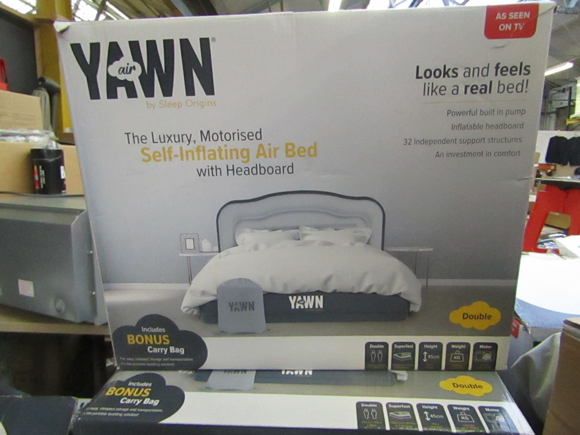 Yawn Double Air bed with built in Pump, boxed (box may be damaged), item is unchecked, RRP £69.99 at