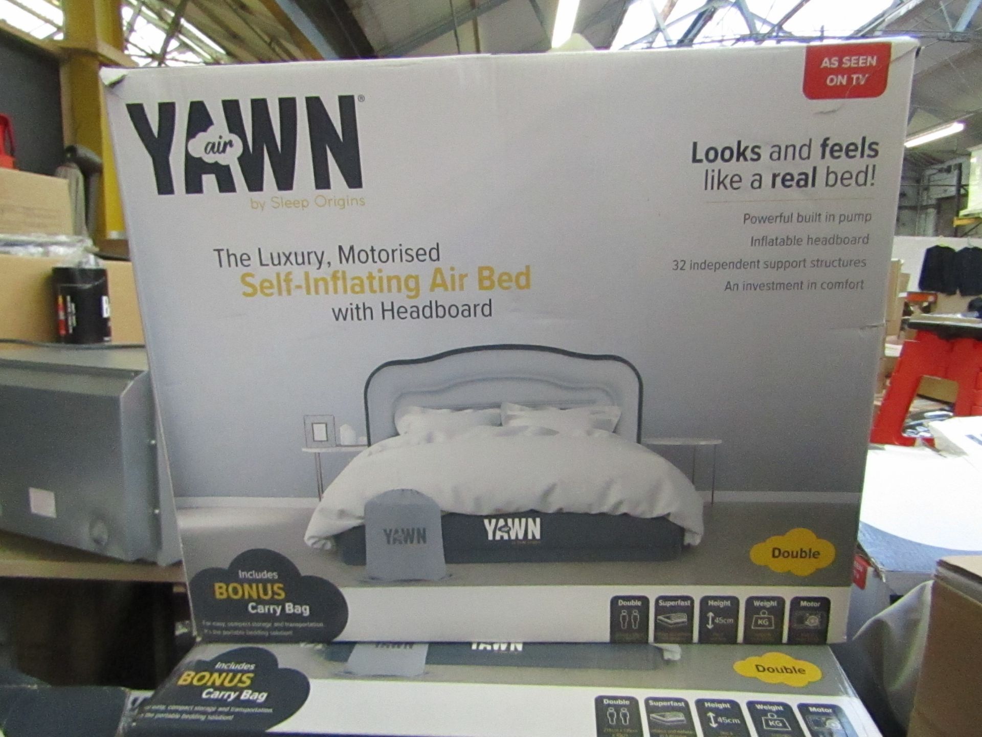 Yawn Double Air bed with built in Pump, boxed (box may be damaged), item is unchecked, RRP £69.99 at