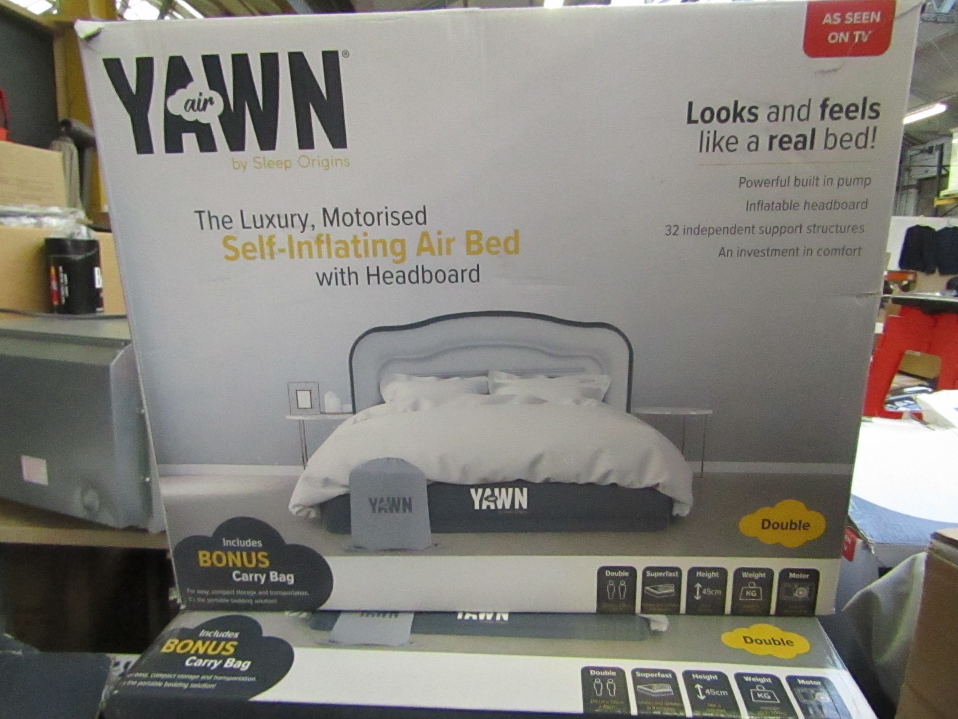 Yawn Double Air bed with built in Pump, boxed (box may be damaged), item is unchecked, RRP £69.99 at