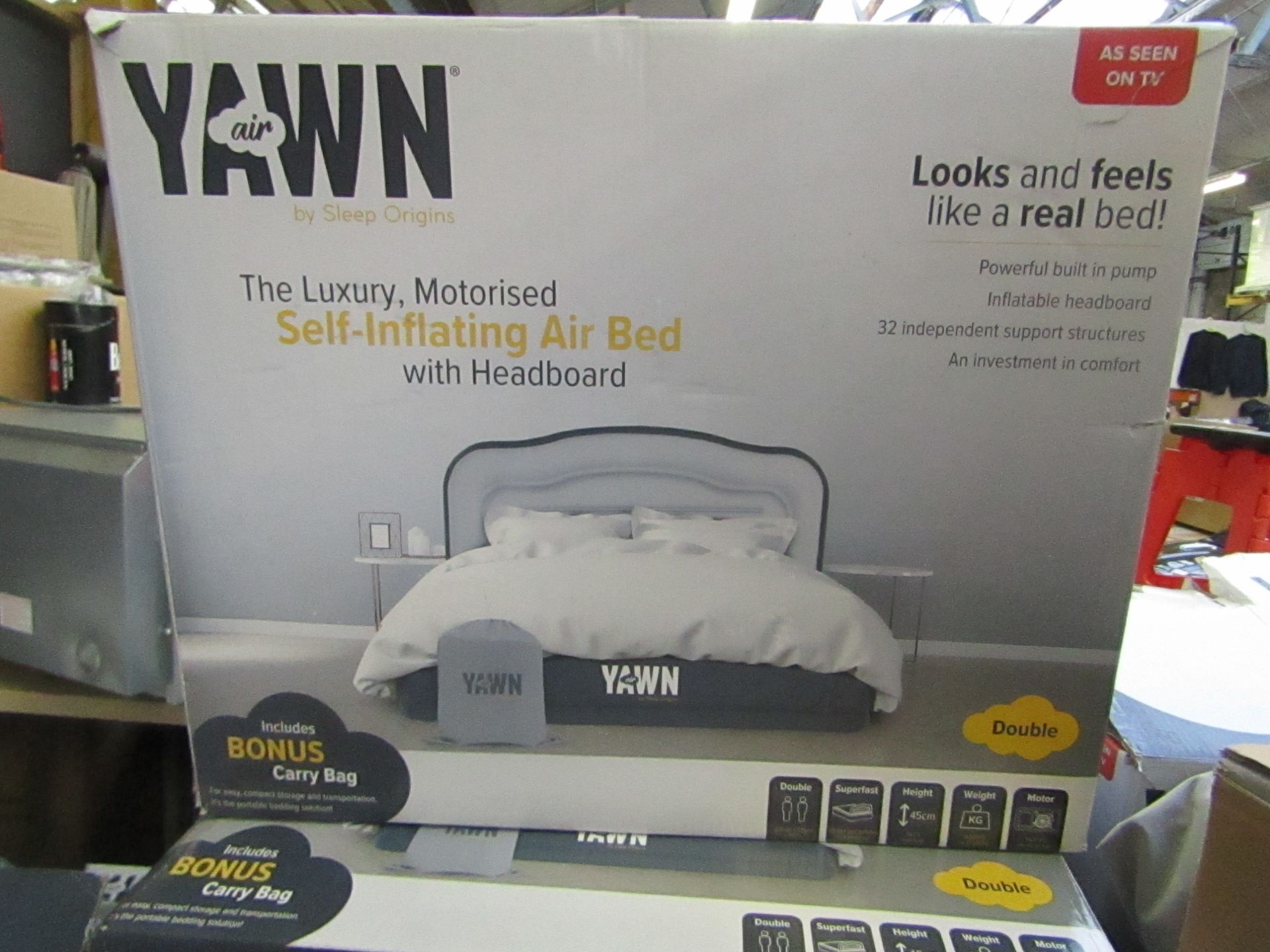 Yawn Double Air bed with built in Pump, boxed (box may be damaged), item is unchecked, RRP £69.99 at