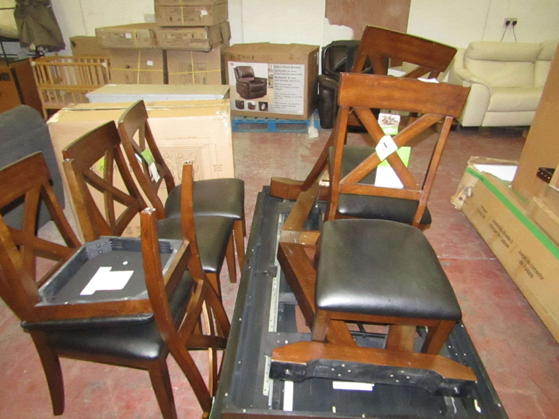 Bayside 7 piece dining set, unchecked but can see fixings are defiantely missing