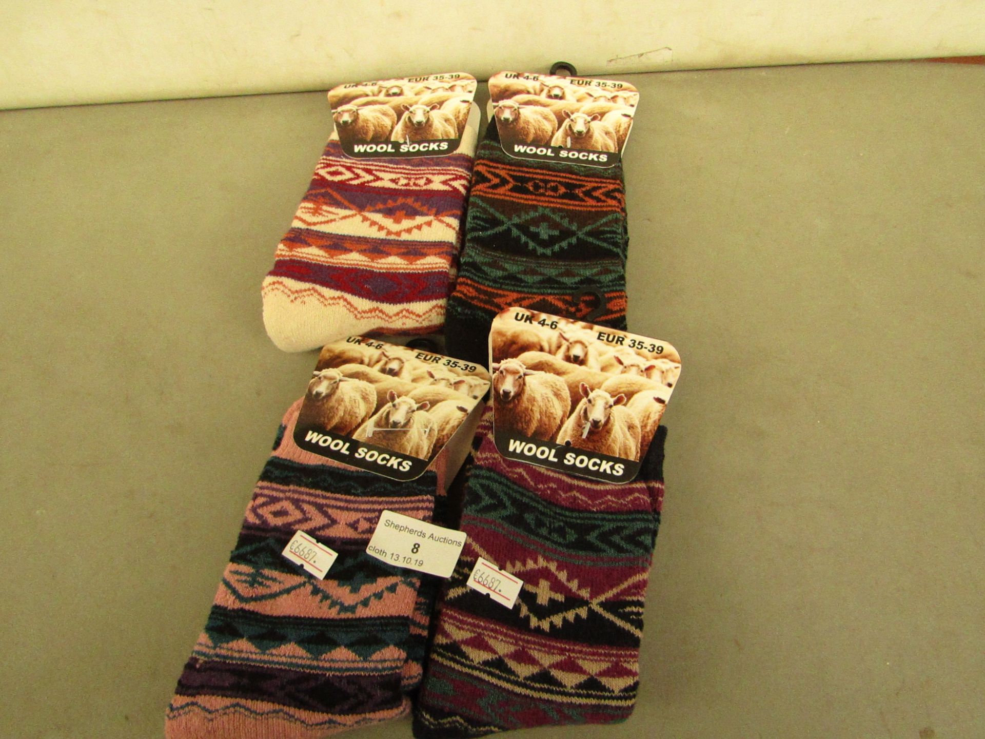 4 x pairs of Lambs Wool Socks size 4-6 new & packaged