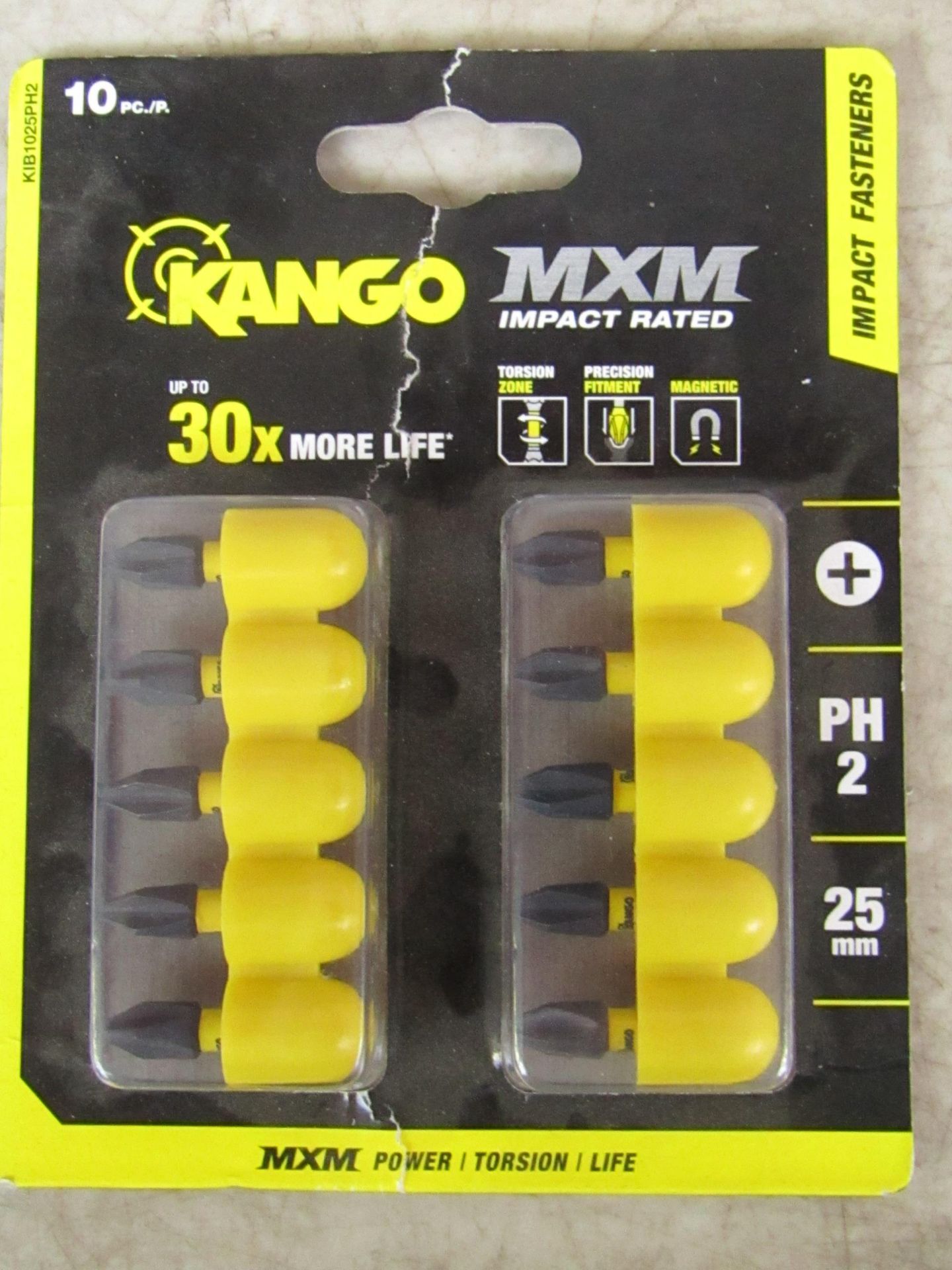 Pack of 10x Kango MXM impact rated PH2 driver bits in rubber holders, new