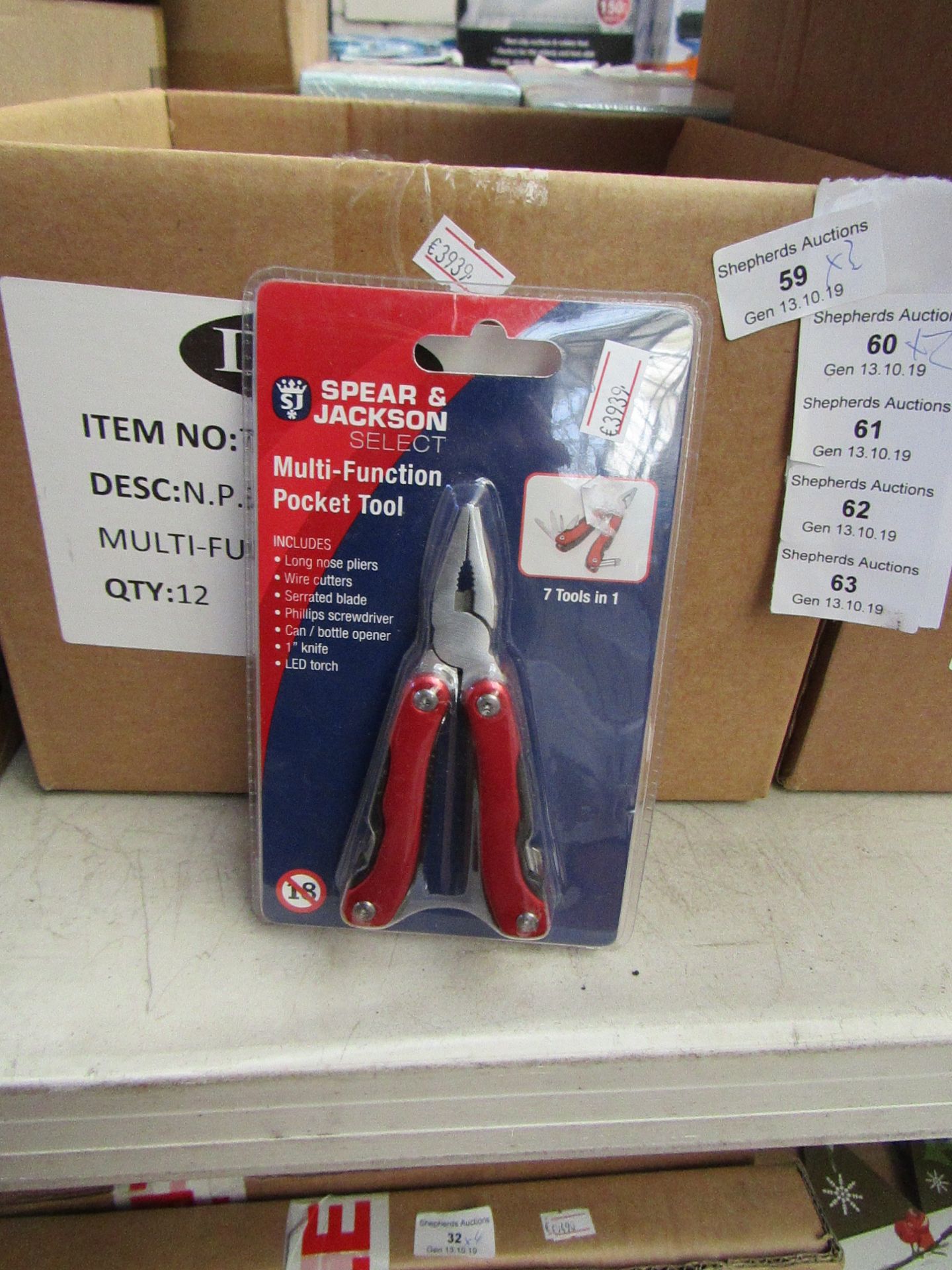 2x Spear & Jackson multi-function pocket tools, both new and packaged.