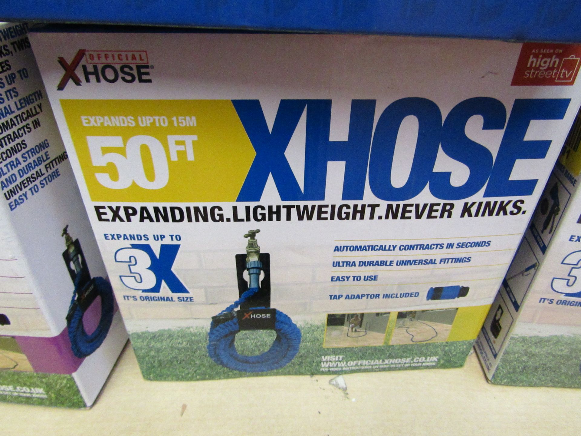 offical X Hose 50ft expandable hose, boxed (box may be damaged), item is unchecked, RRP £19.99 at