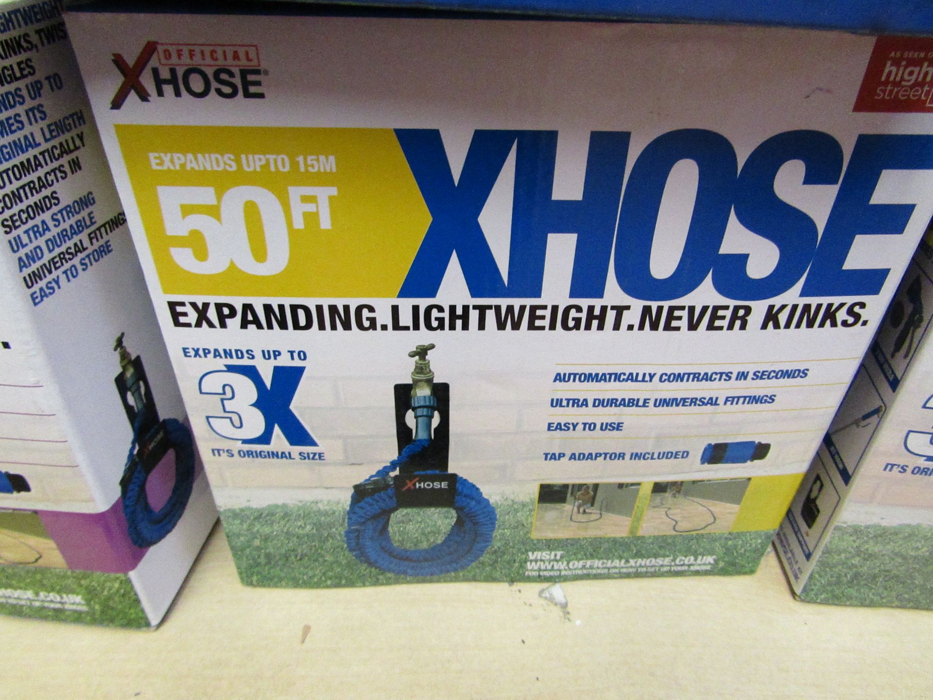 offical X Hose 50ft expandable hose, boxed (box may be damaged), item is unchecked, RRP £19.99 at