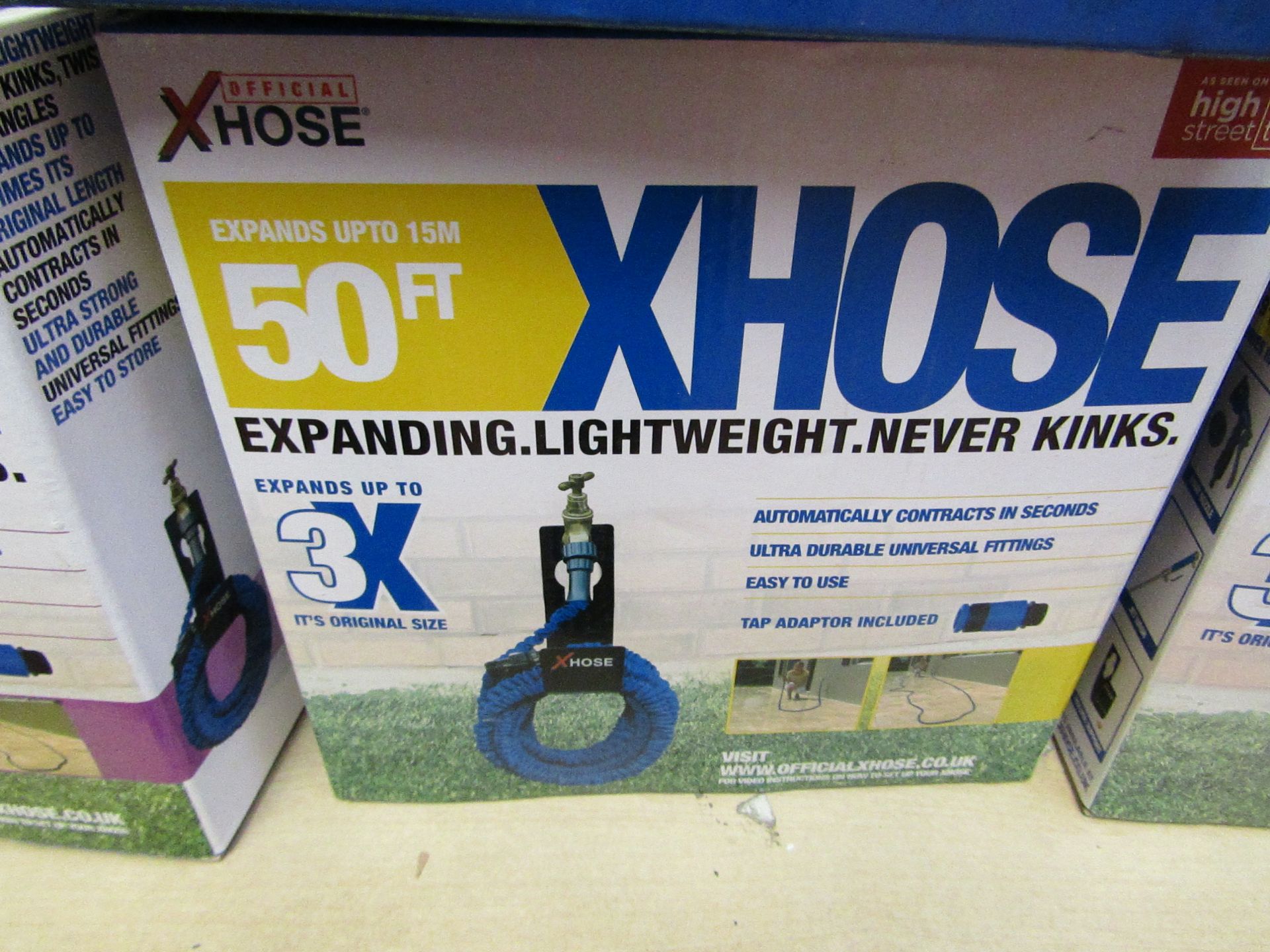 offical X Hose 50ft expandable hose, boxed (box may be damaged), item is unchecked, RRP £19.99 at