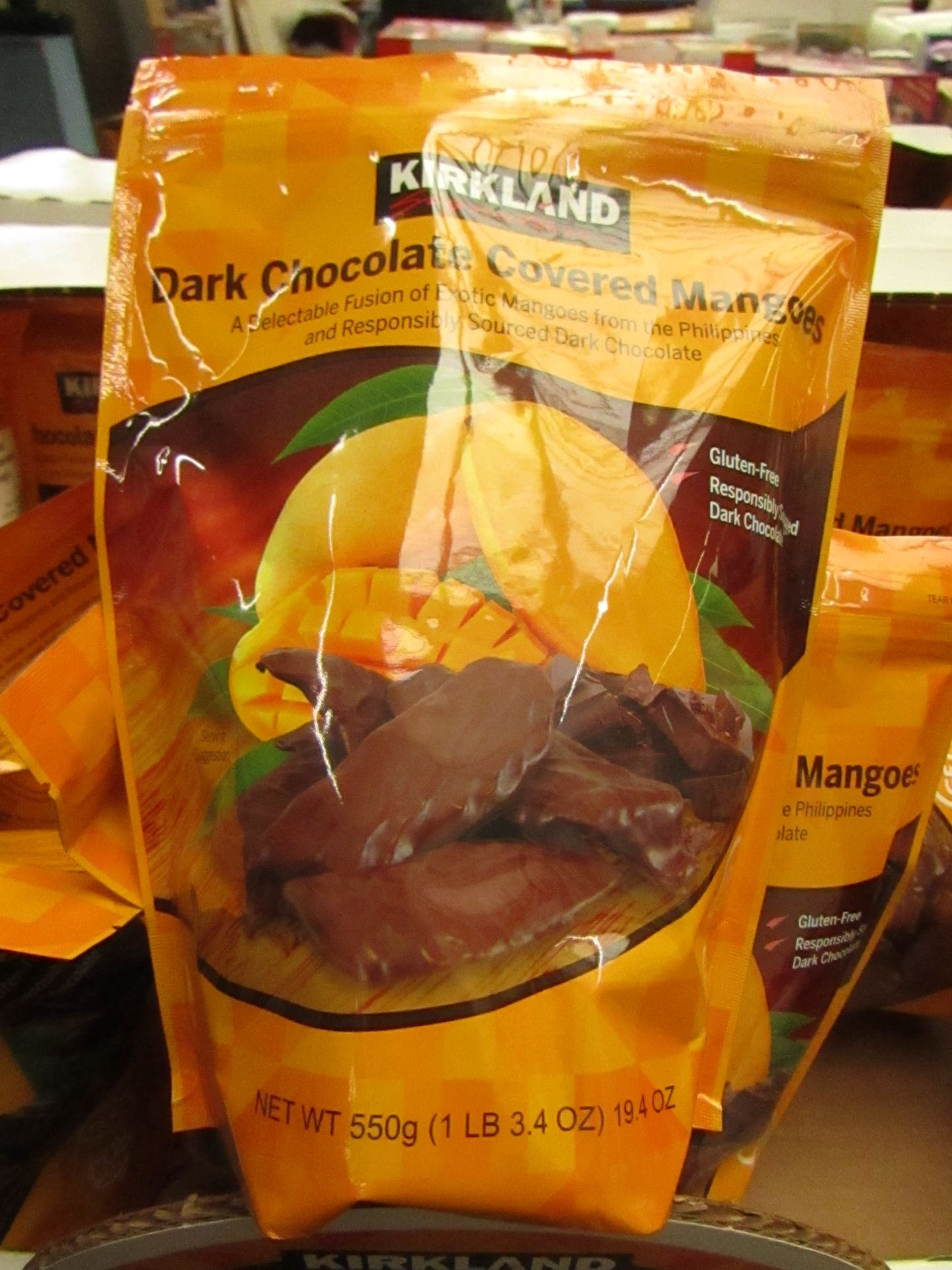 2 x Kirkland Signature Dark Chocolate Covered Mangoes 550g BB Oct 19