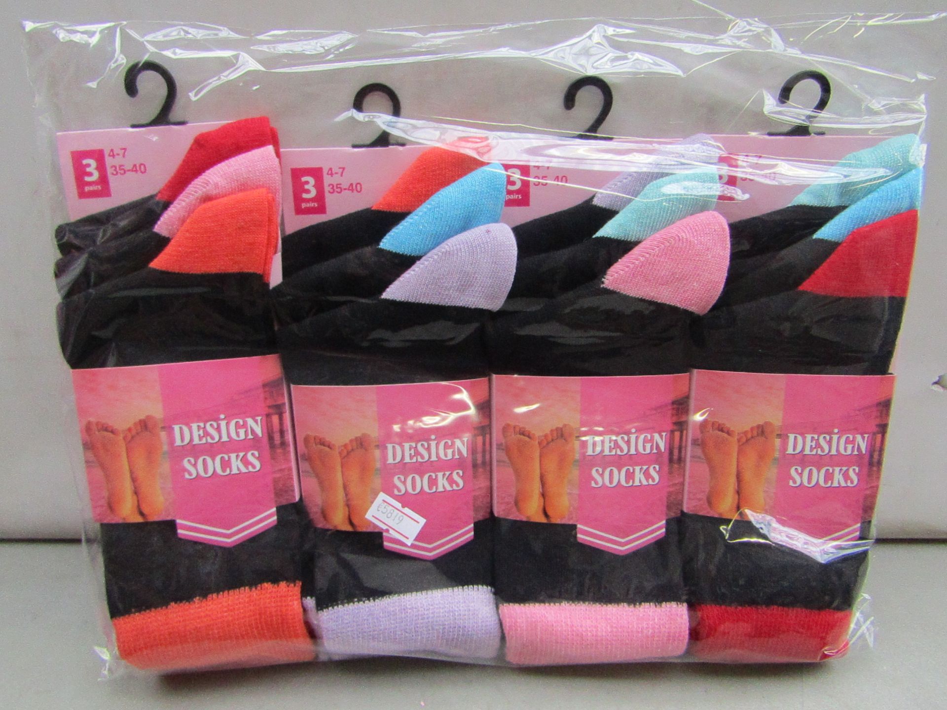 Pack of 12 Ladies design Socks size 4-7 all new in packaging