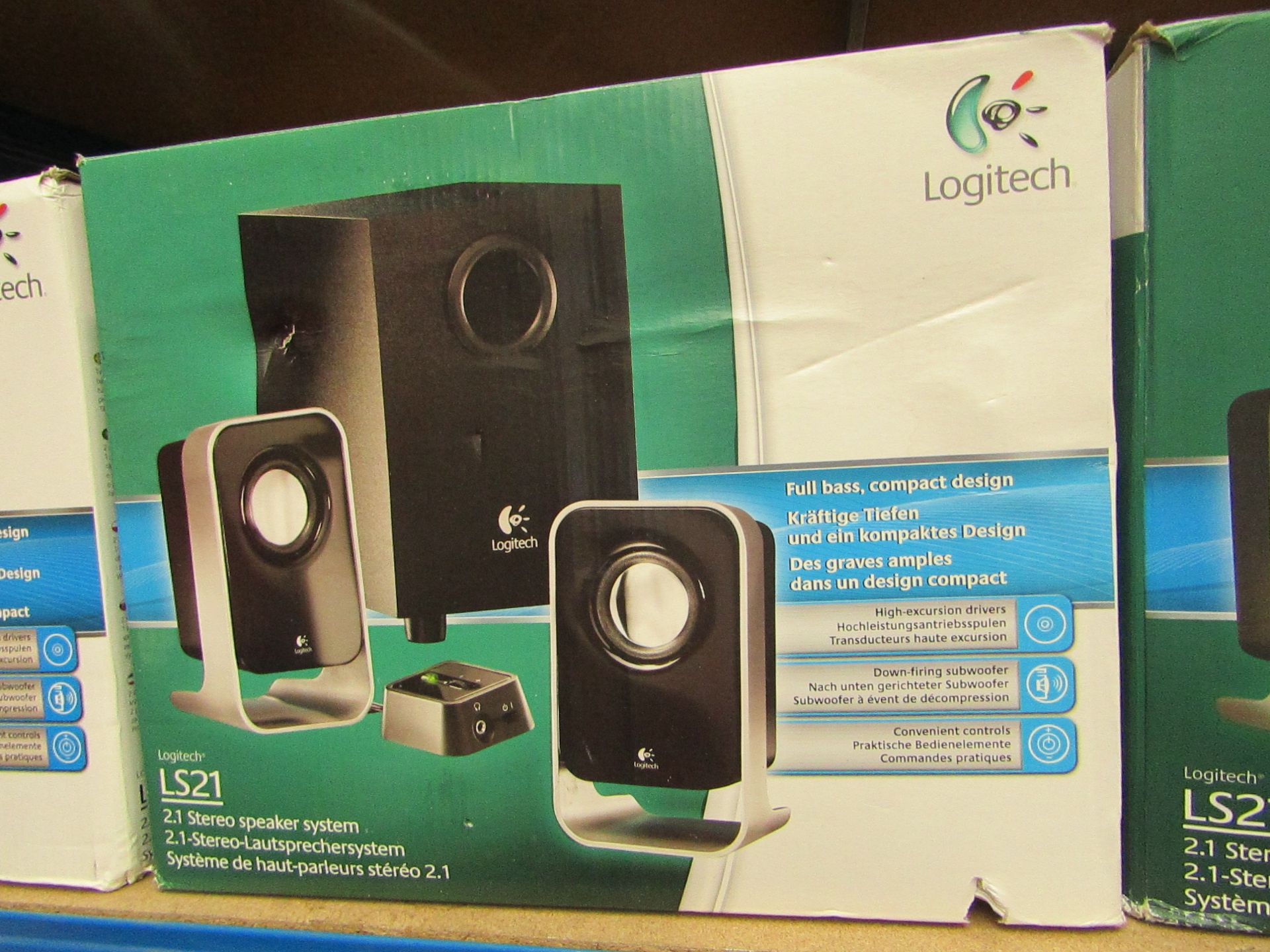 Logitech 2.1 Stereo Speaker System.Boxed but untested