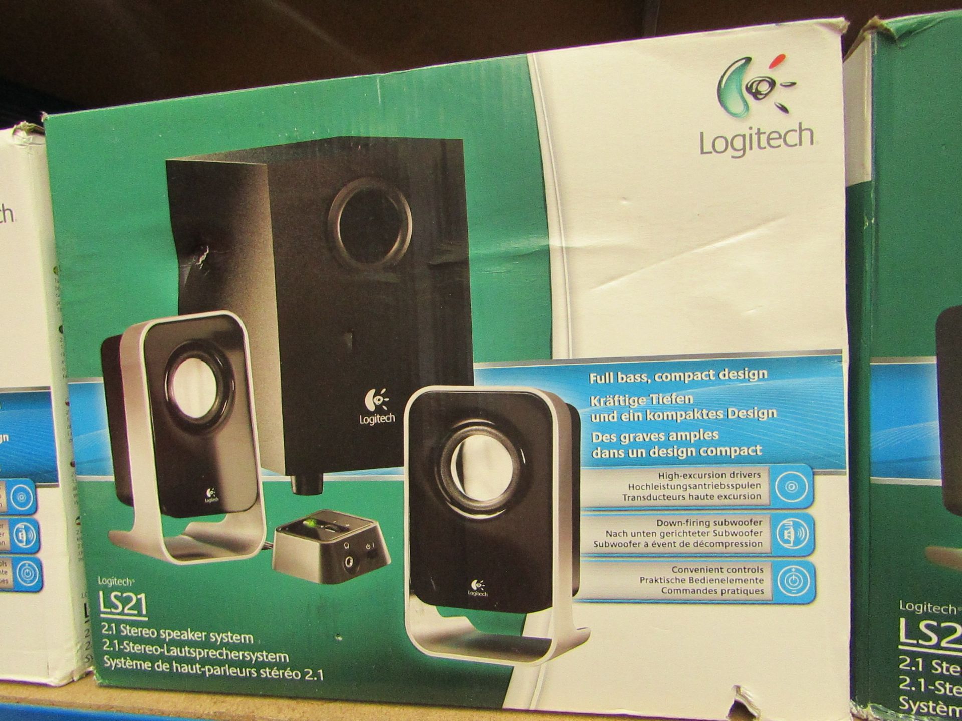 Logitech 2.1 Stereo Speaker System.Boxed but untested