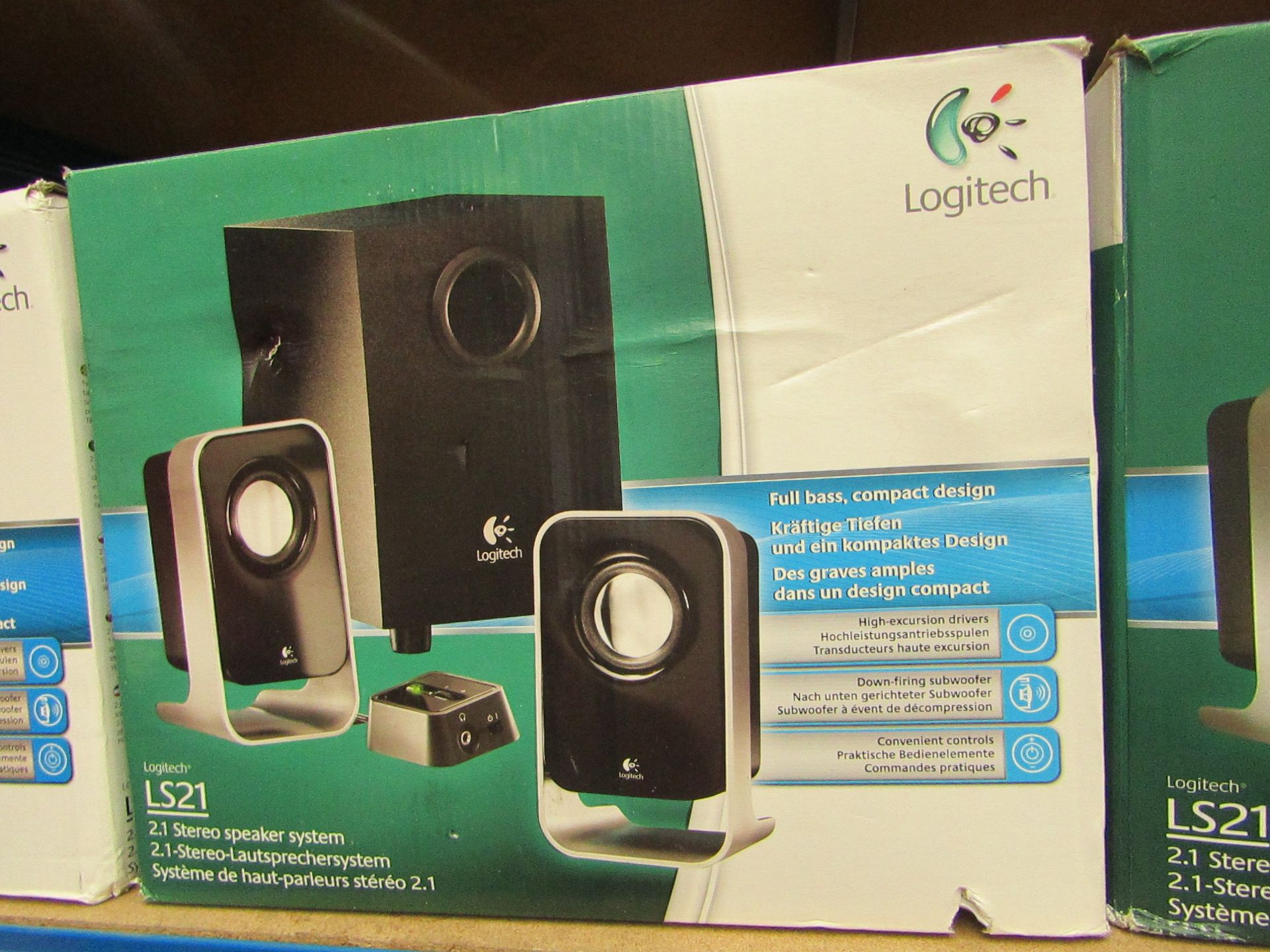 Logitech 2.1 Stereo Speaker System.Boxed but untested