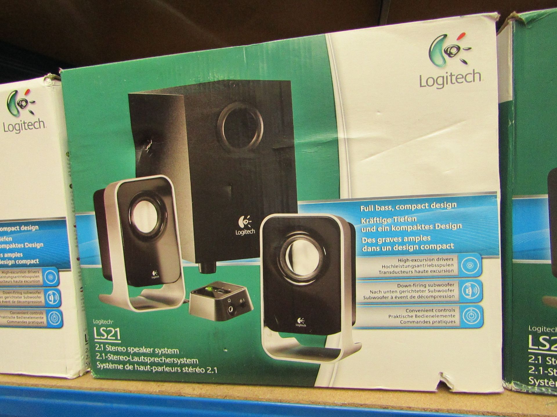 Logitech 2.1 Stereo Speaker System.Boxed but untested