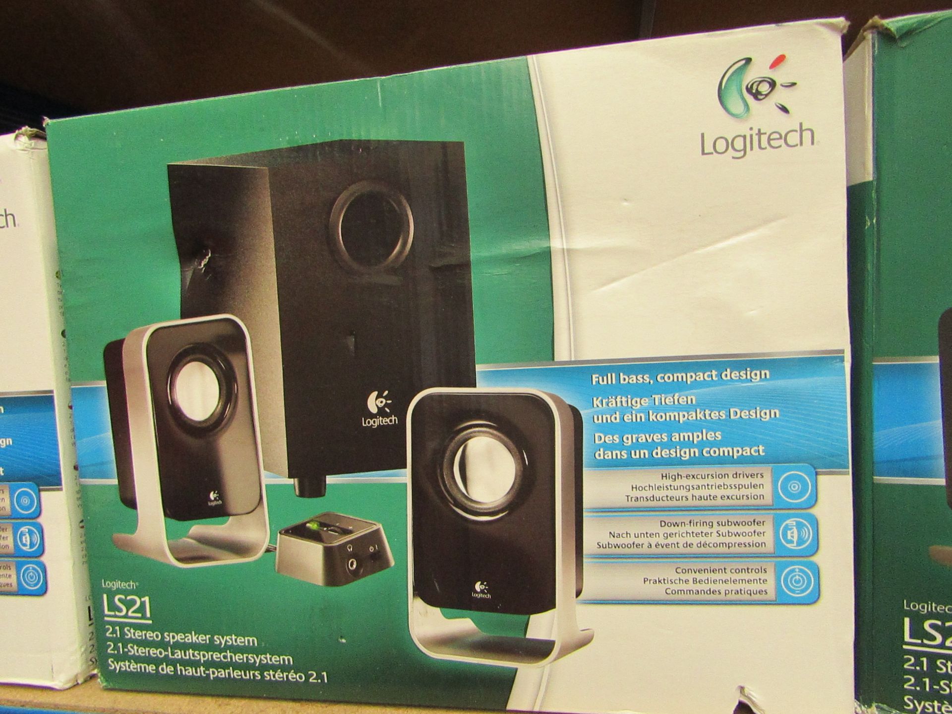 Logitech 2.1 Stereo Speaker System.Boxed but untested