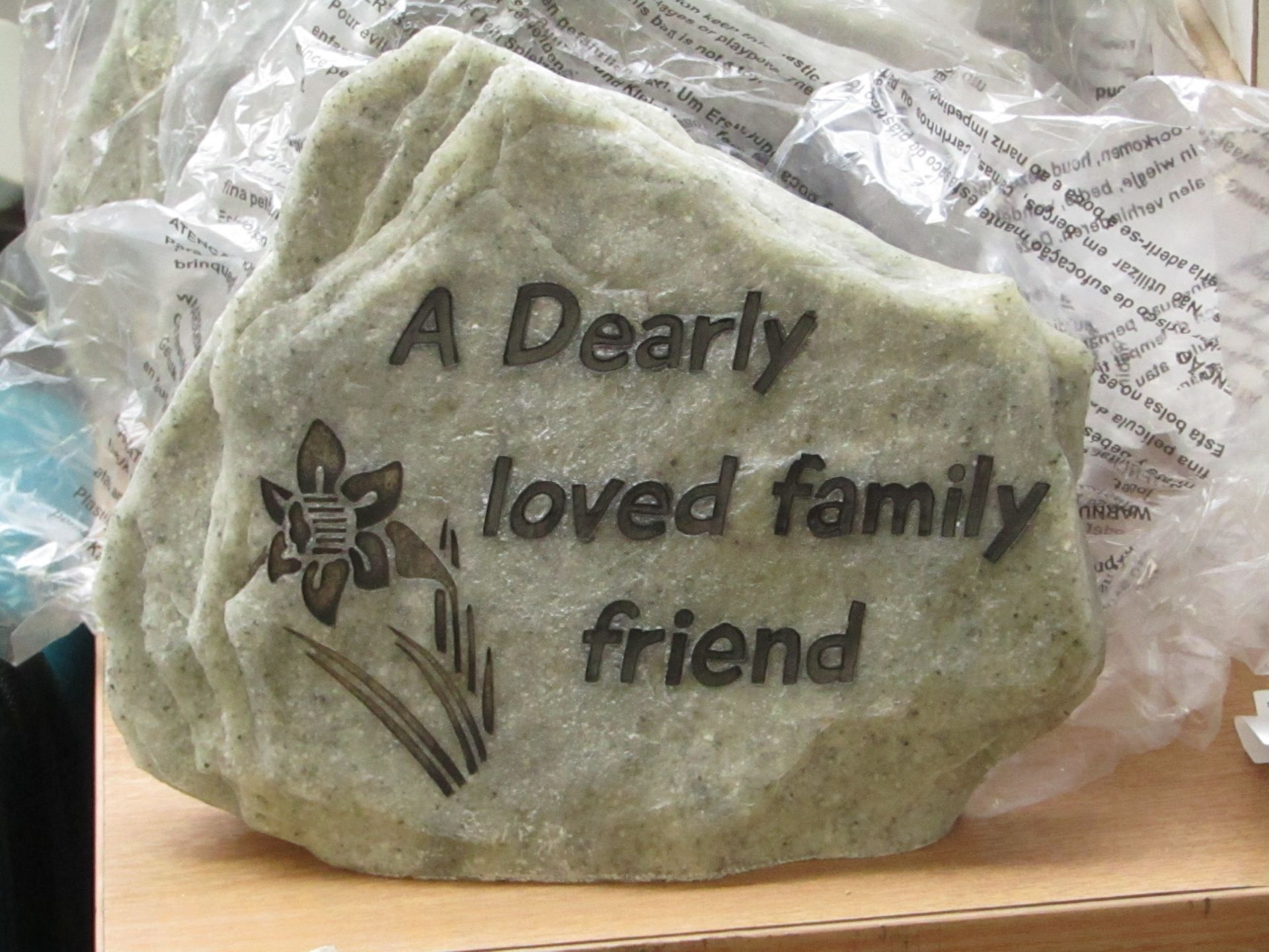 A dearly loved family friend memorial, unchecked and boxed.