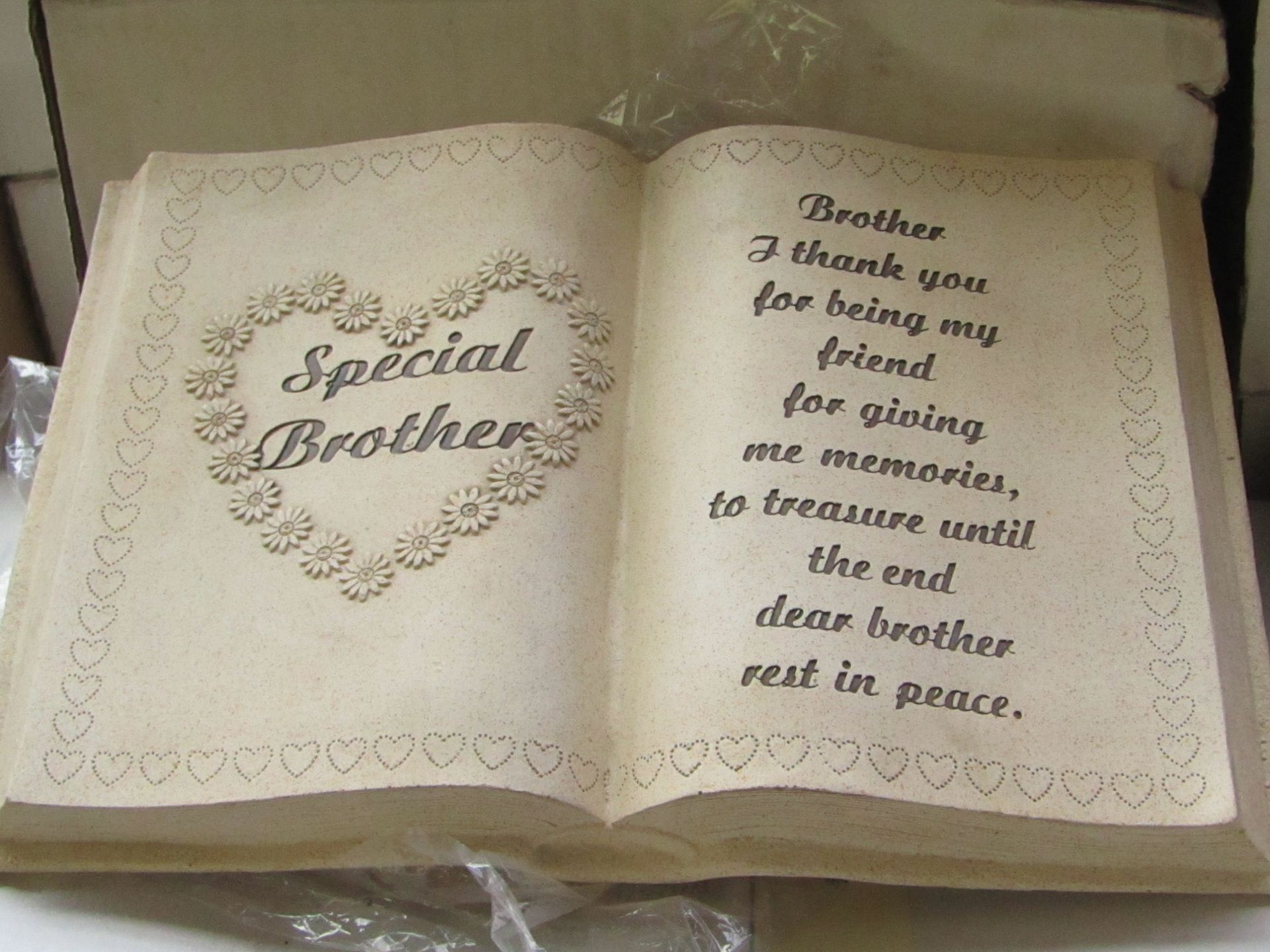 Special brother memorial plaque, unchecked and boxed and boxed.